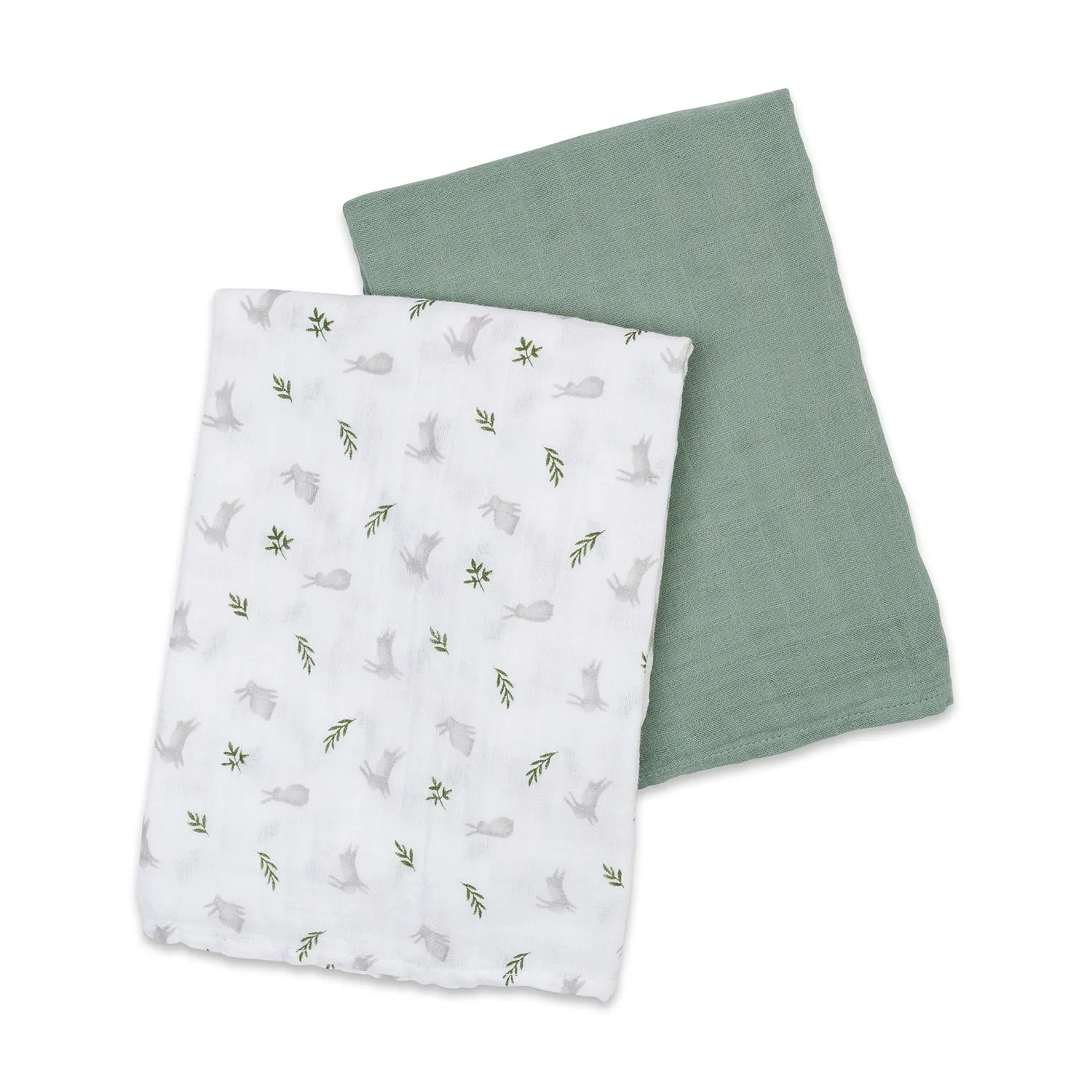 2 pack Cotton Swaddles - Bunny   Fern