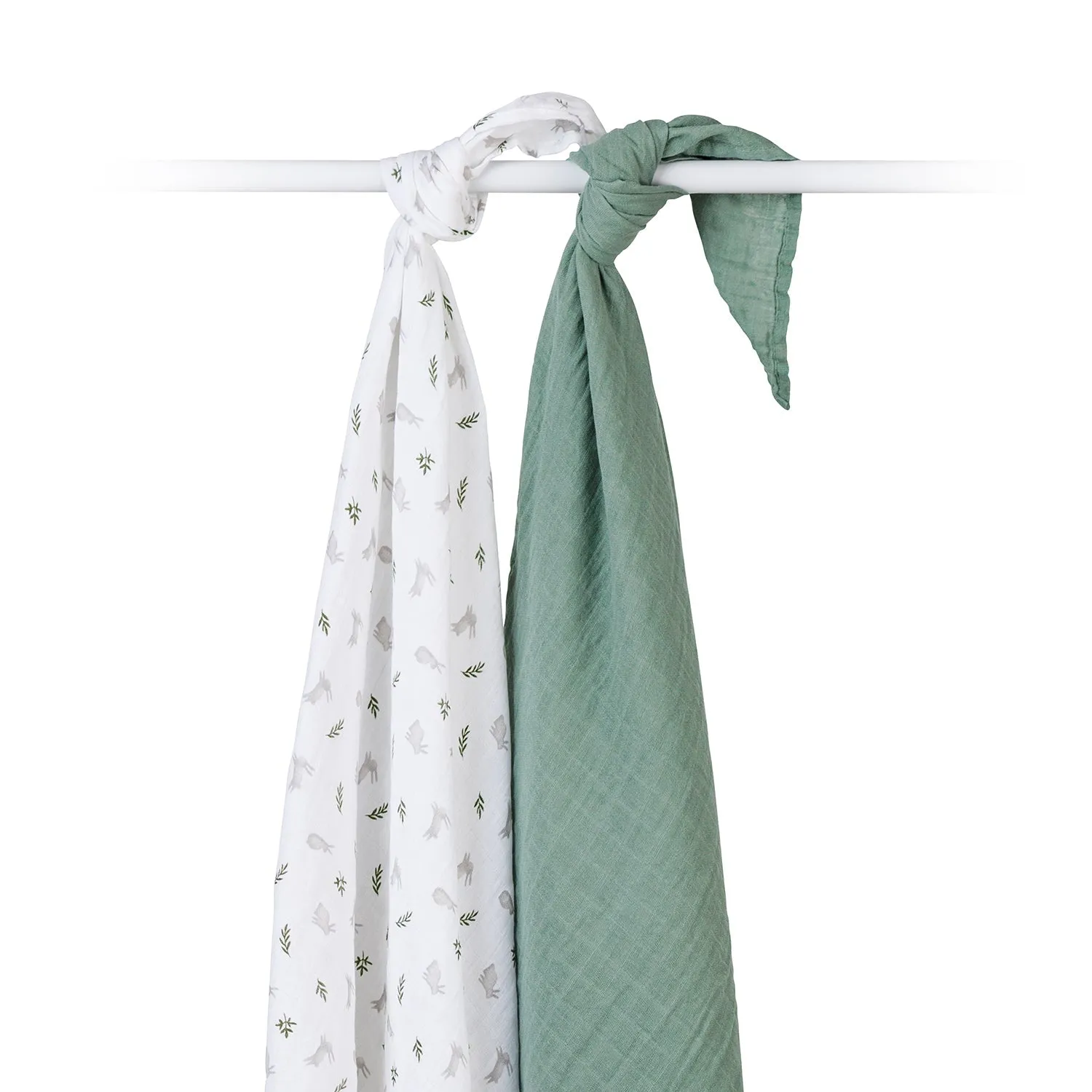 2 pack Cotton Swaddles - Bunny   Fern