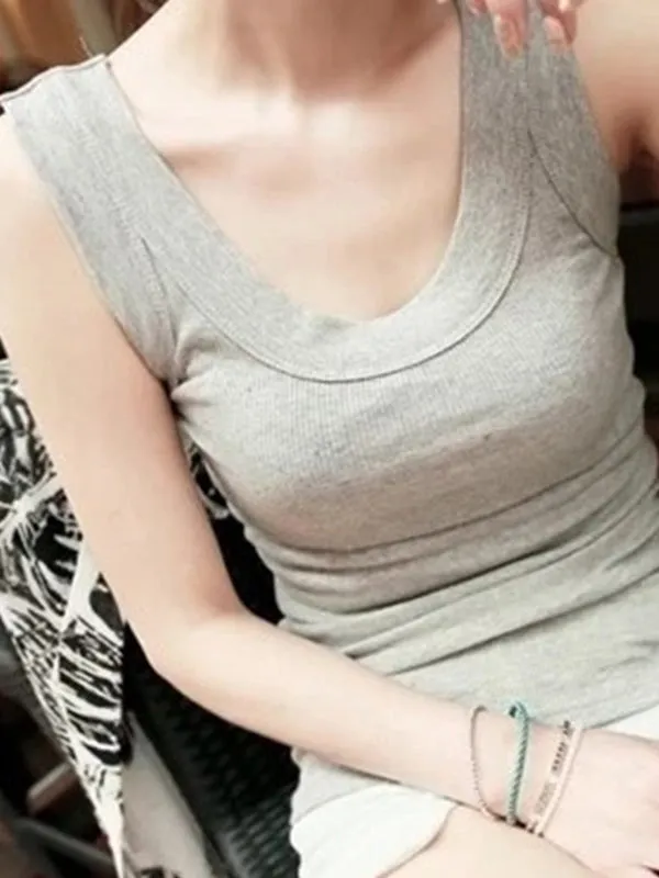 5 Colors Simple Solid Color Sleeveless Vest Top