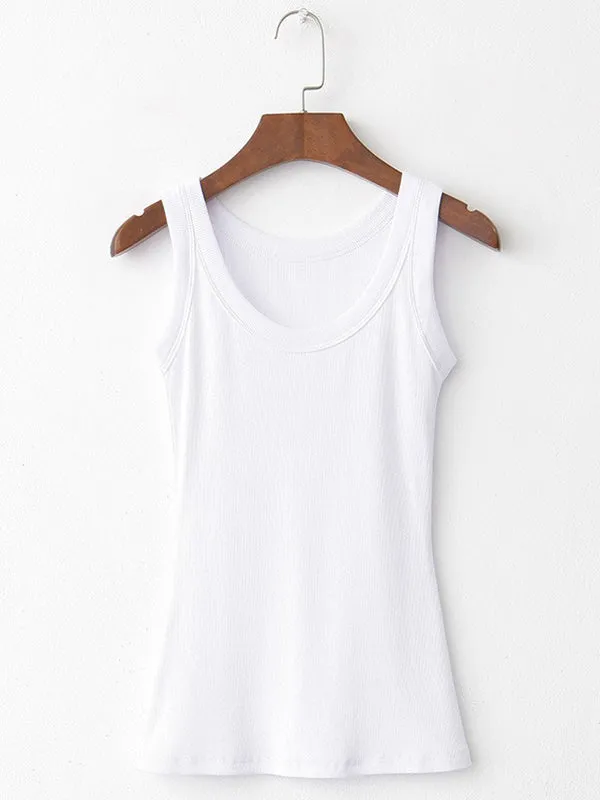 5 Colors Simple Solid Color Sleeveless Vest Top