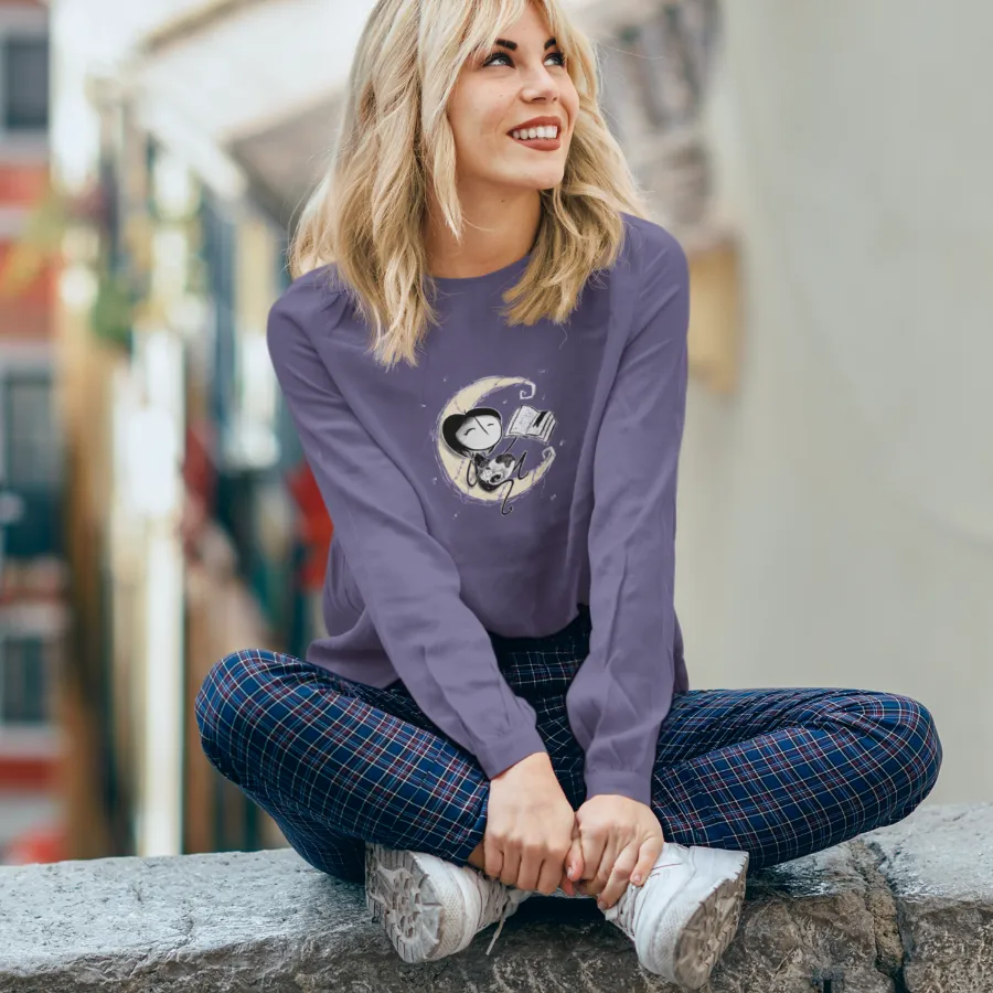 a bit late Moon Storytime Purple Long Sleeve