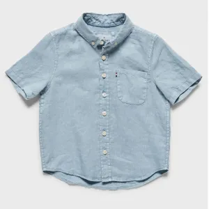 Academy Brand Rookie Hampton Linen Short Sleeve Shirt - Bluebell