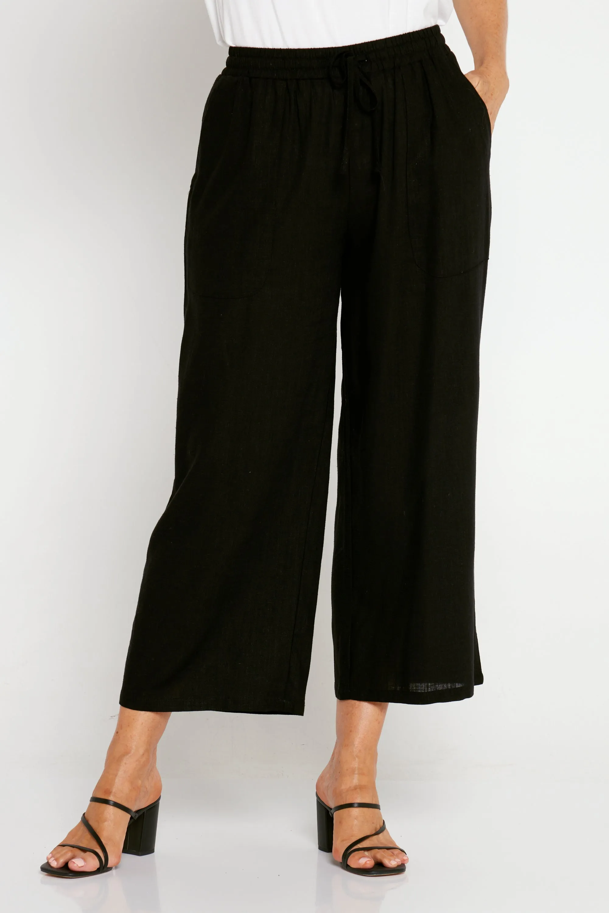 Aiko Linen Pants - Black