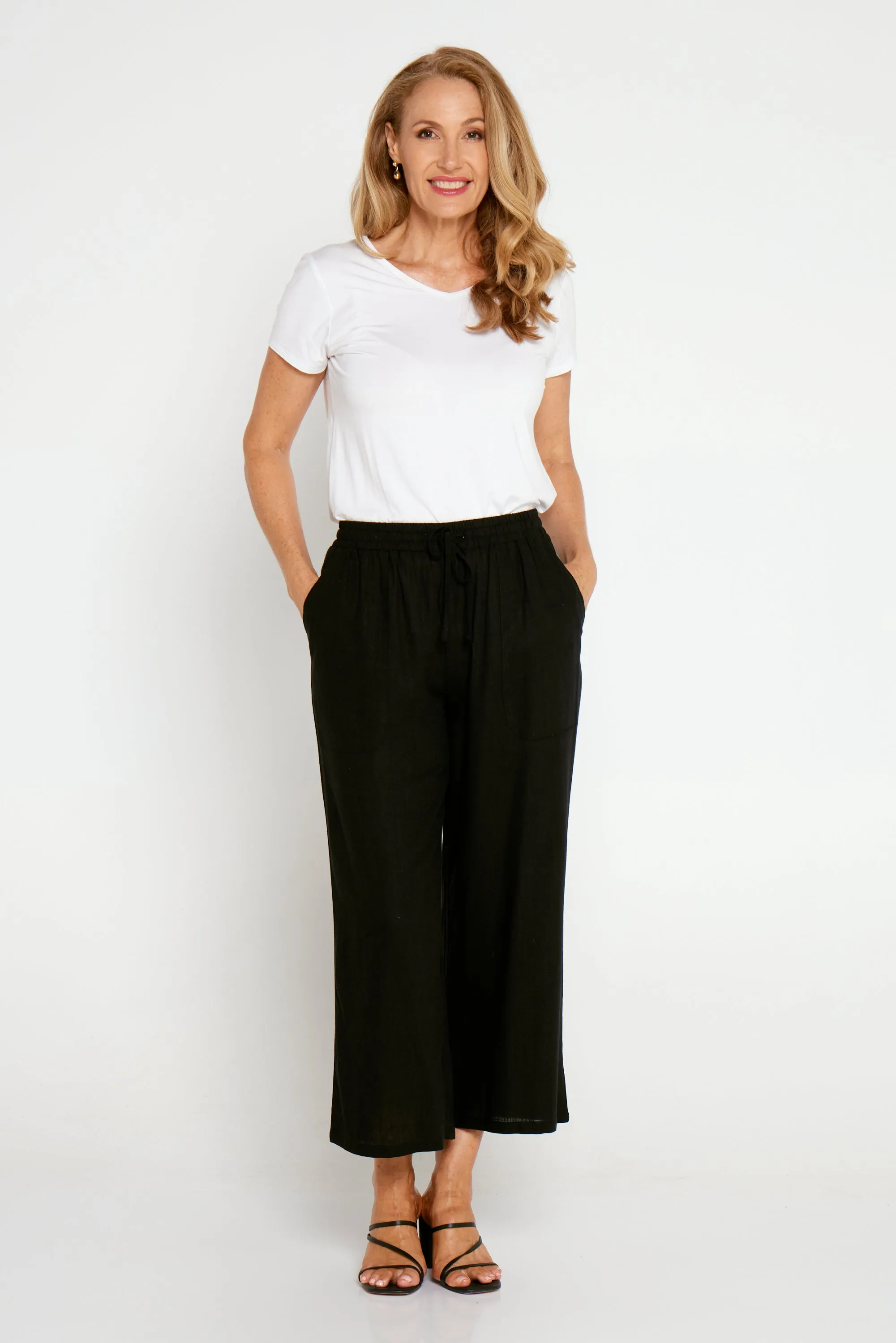 Aiko Linen Pants - Black