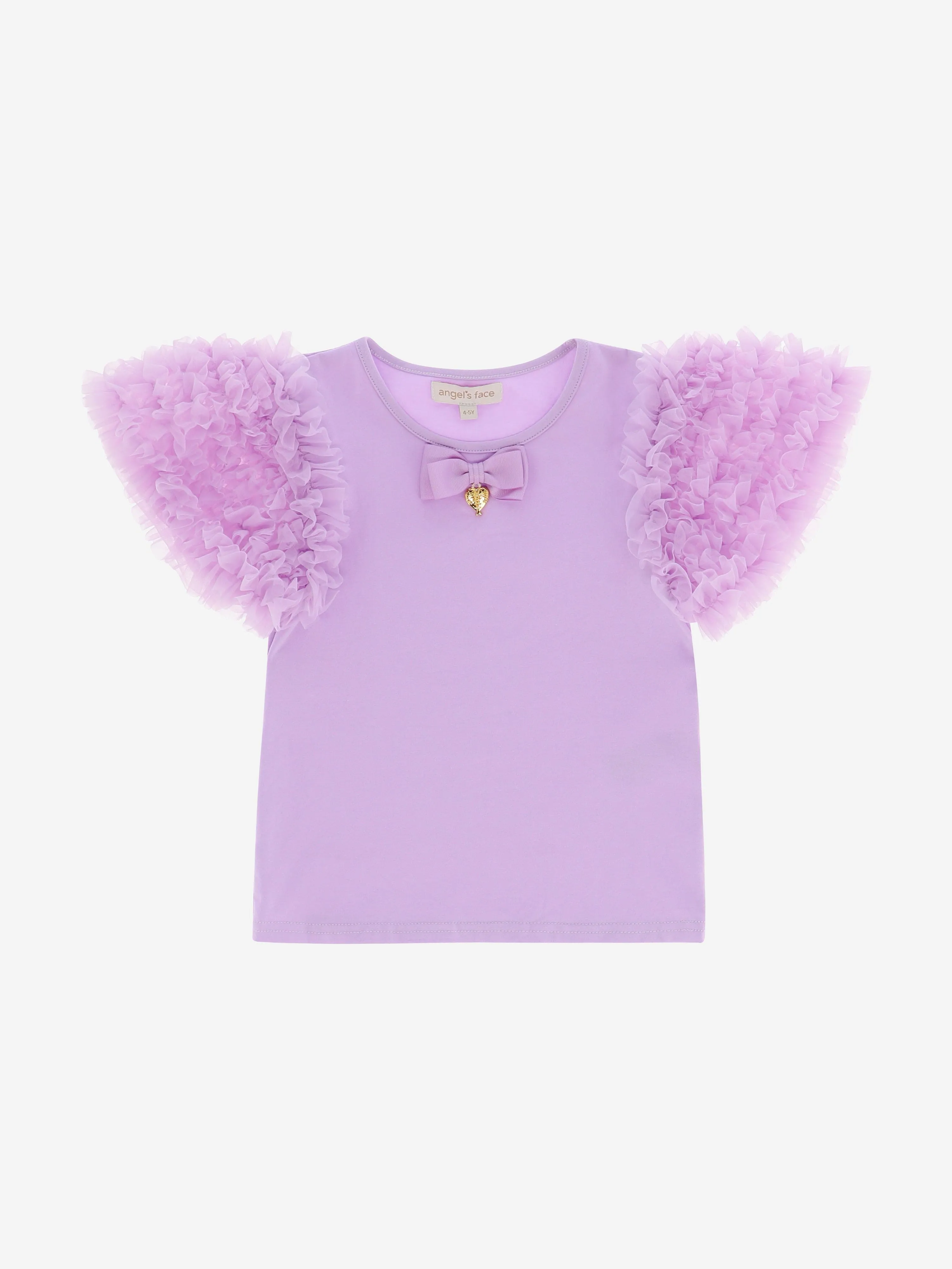 Angels Face Girls Lexie Tulle Sleeve Top in Purple