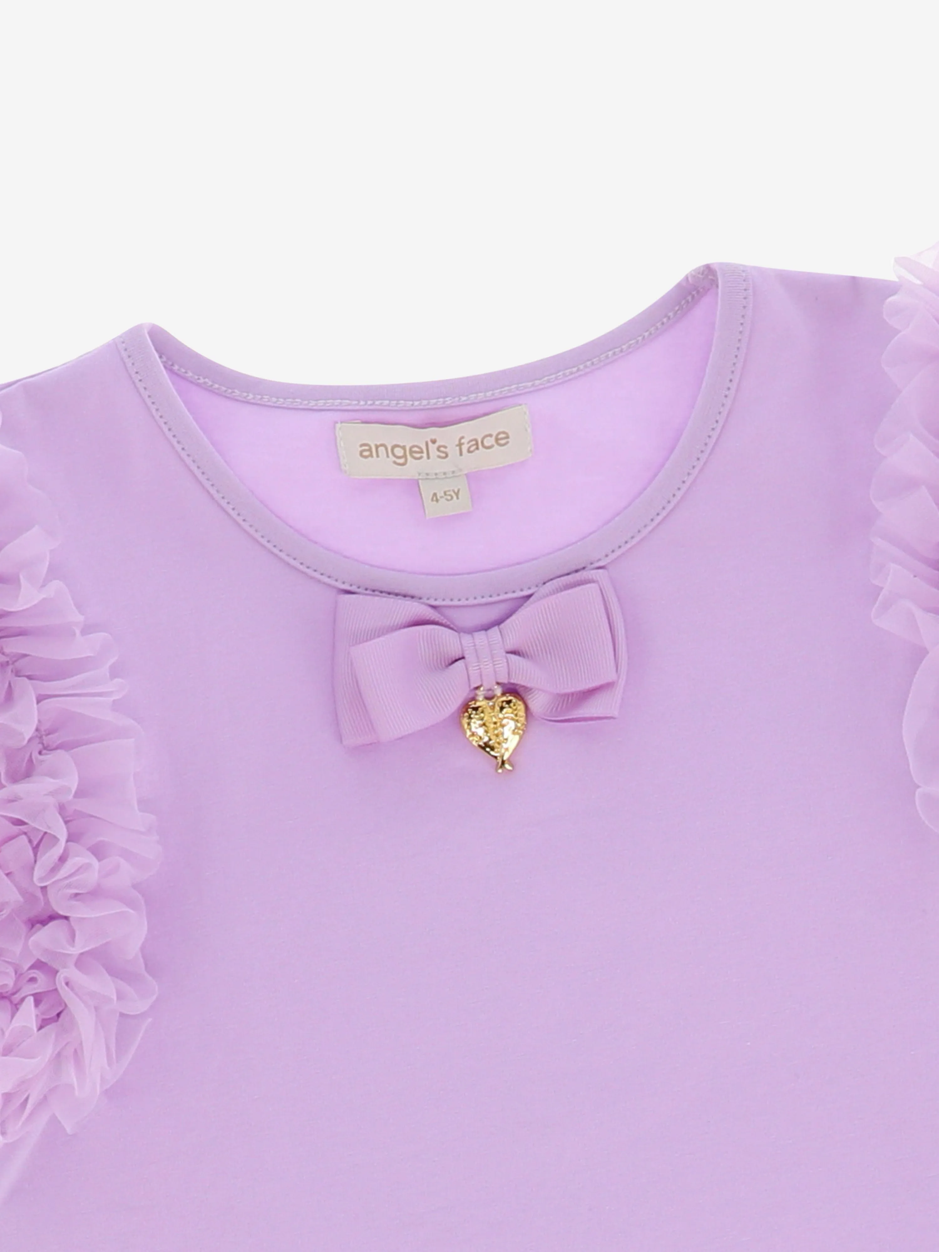 Angels Face Girls Lexie Tulle Sleeve Top in Purple