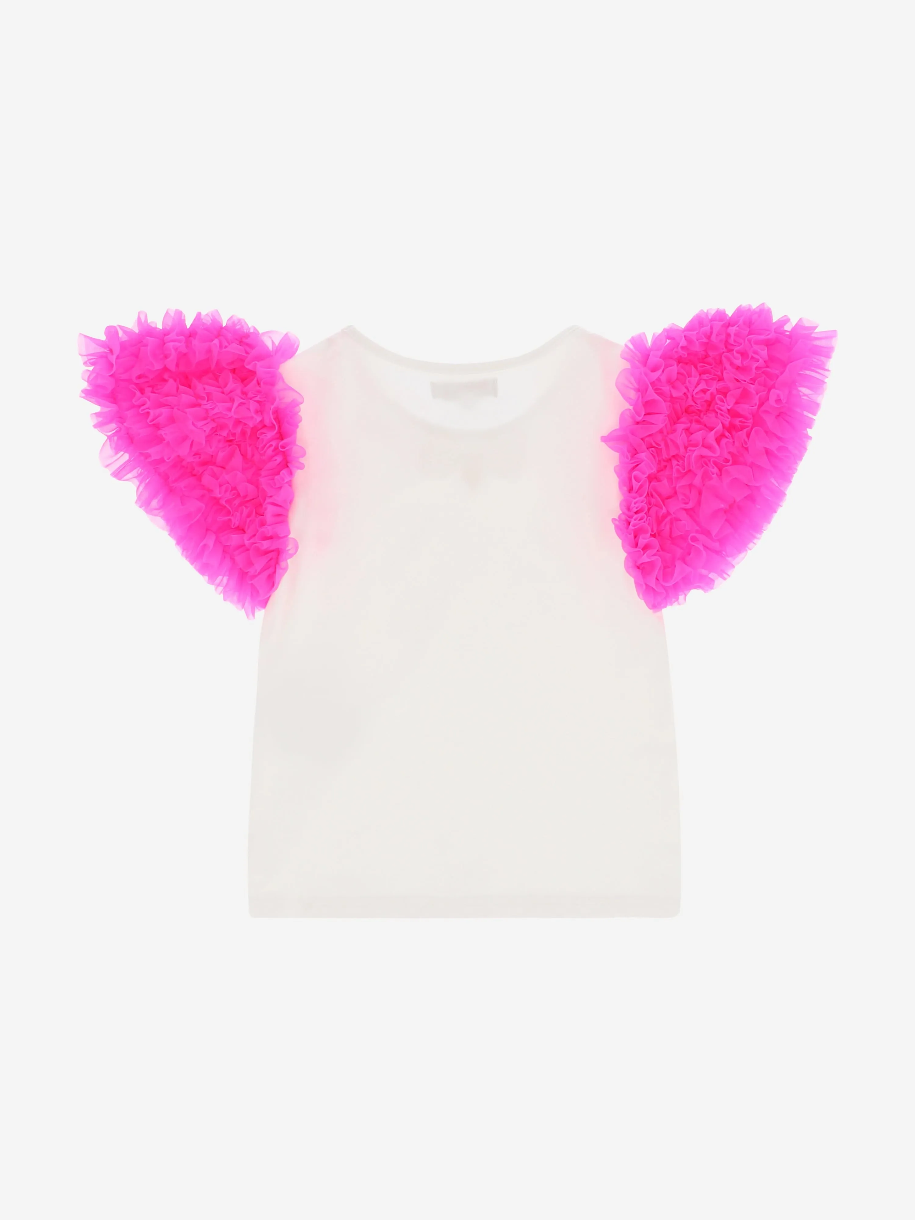 Angels Face Girls Lexie Tulle Sleeve Top in White