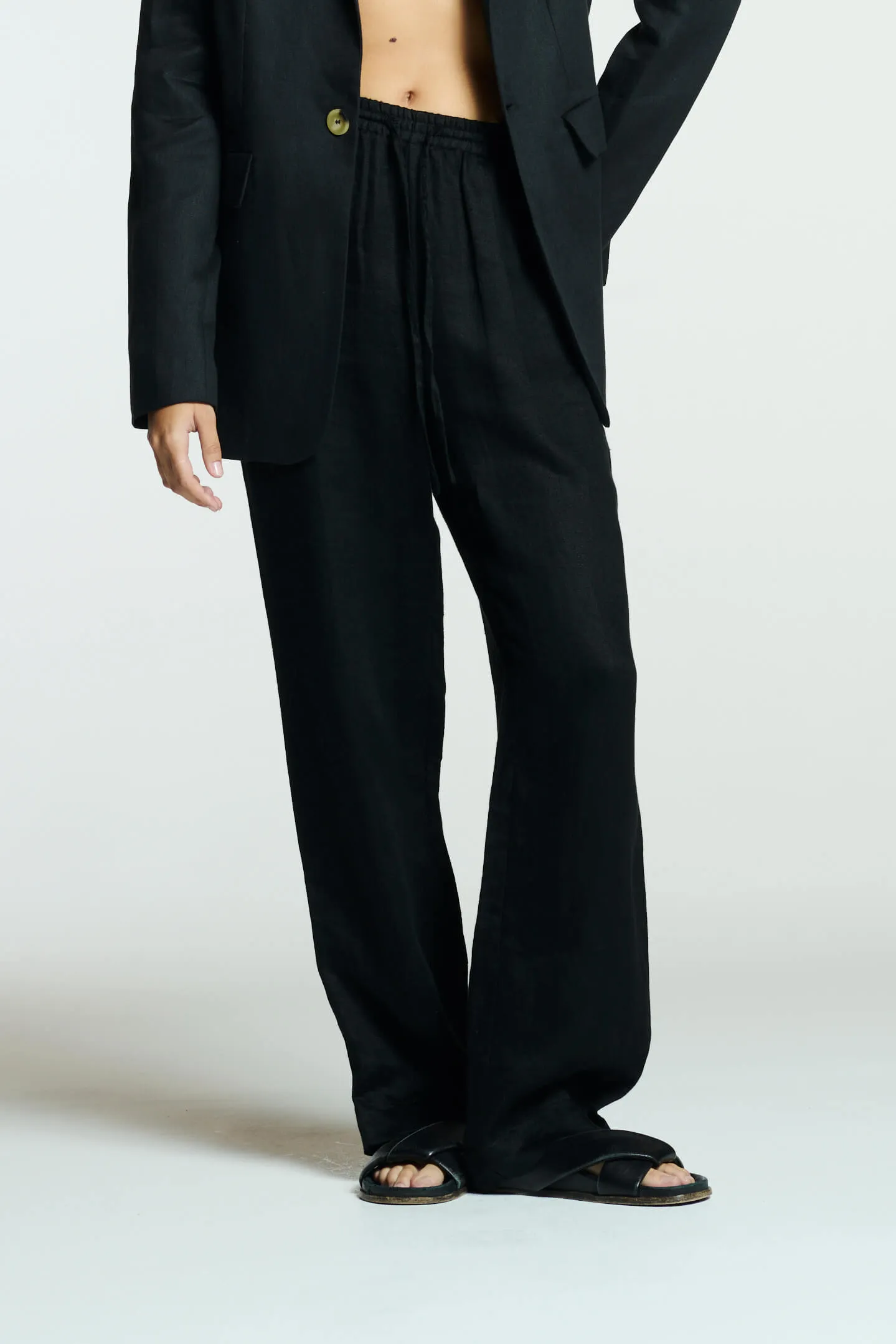 Aurelia Trouser Black Organic Heavy Linen