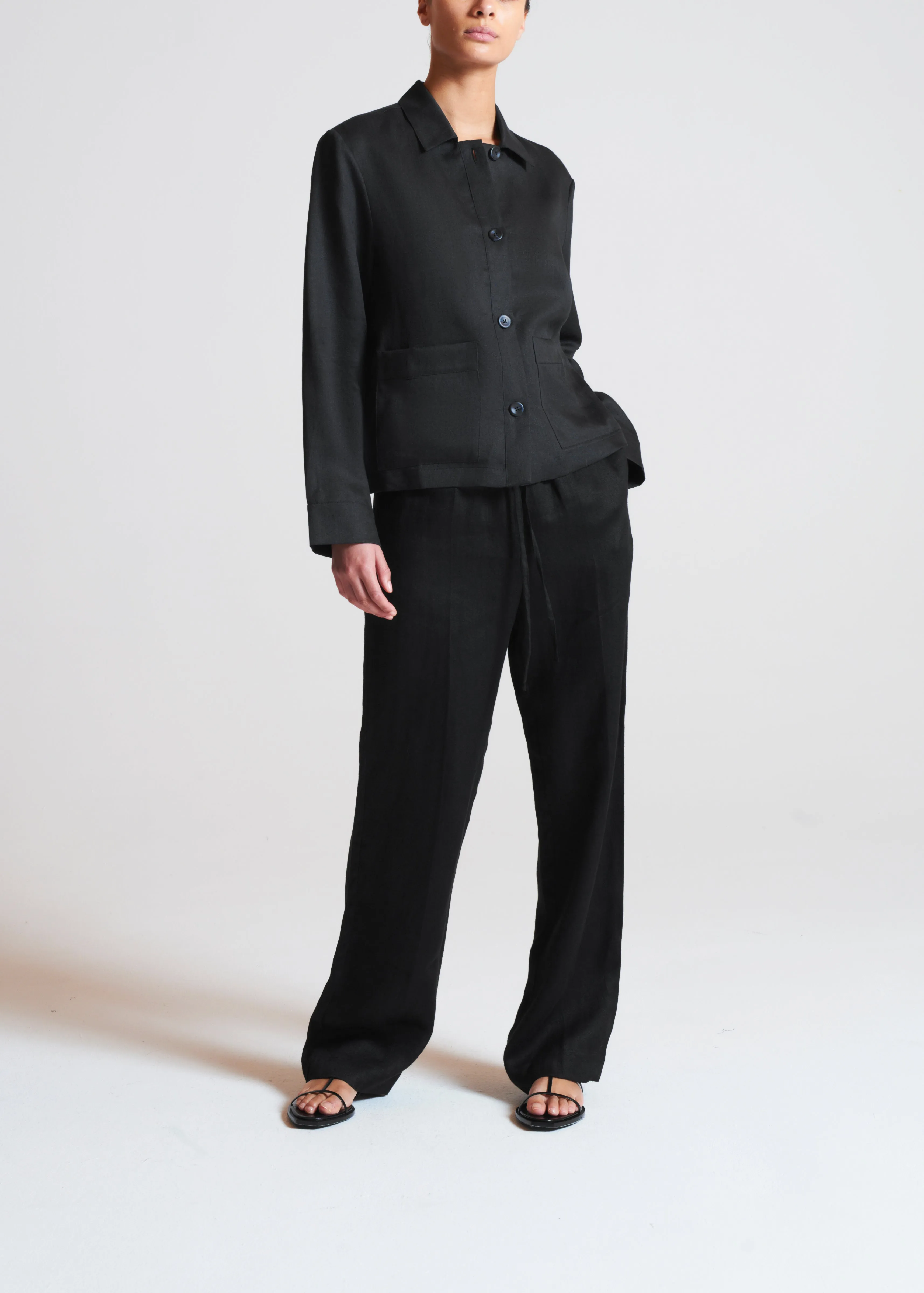 Aurelia Trouser Black Organic Heavy Linen