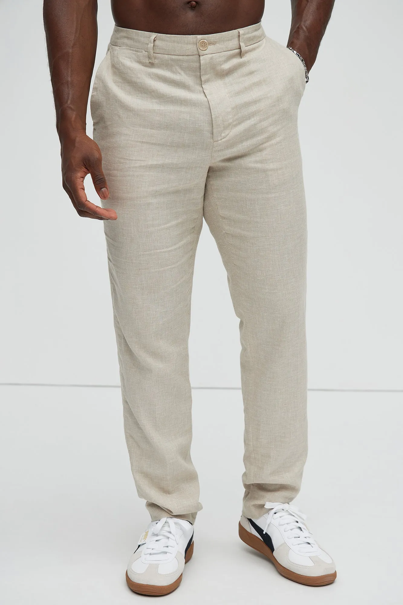 Bahamas Straight Linen Trousers - Stone