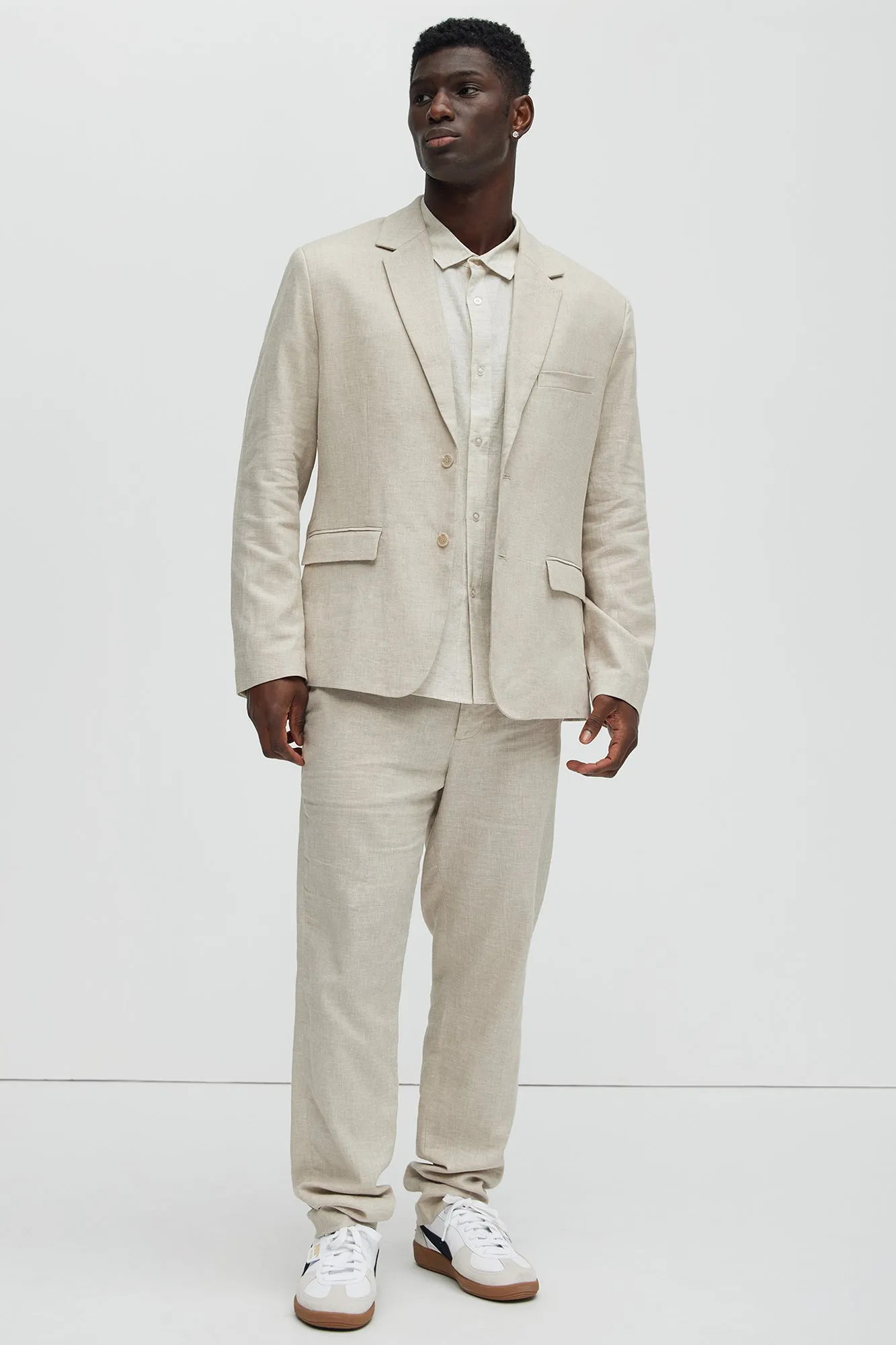 Bahamas Straight Linen Trousers - Stone