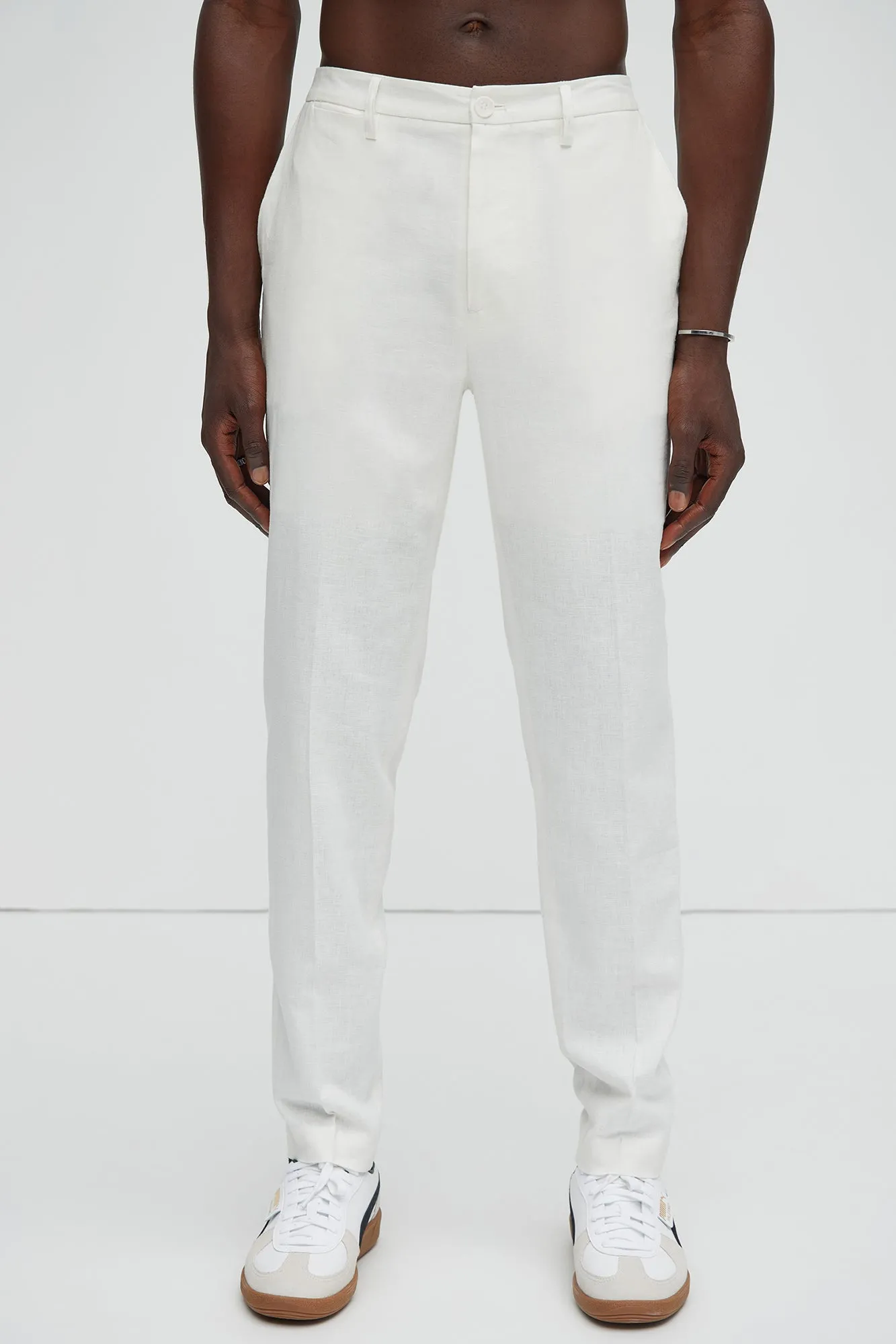 Bahamas Straight Linen Trousers - White