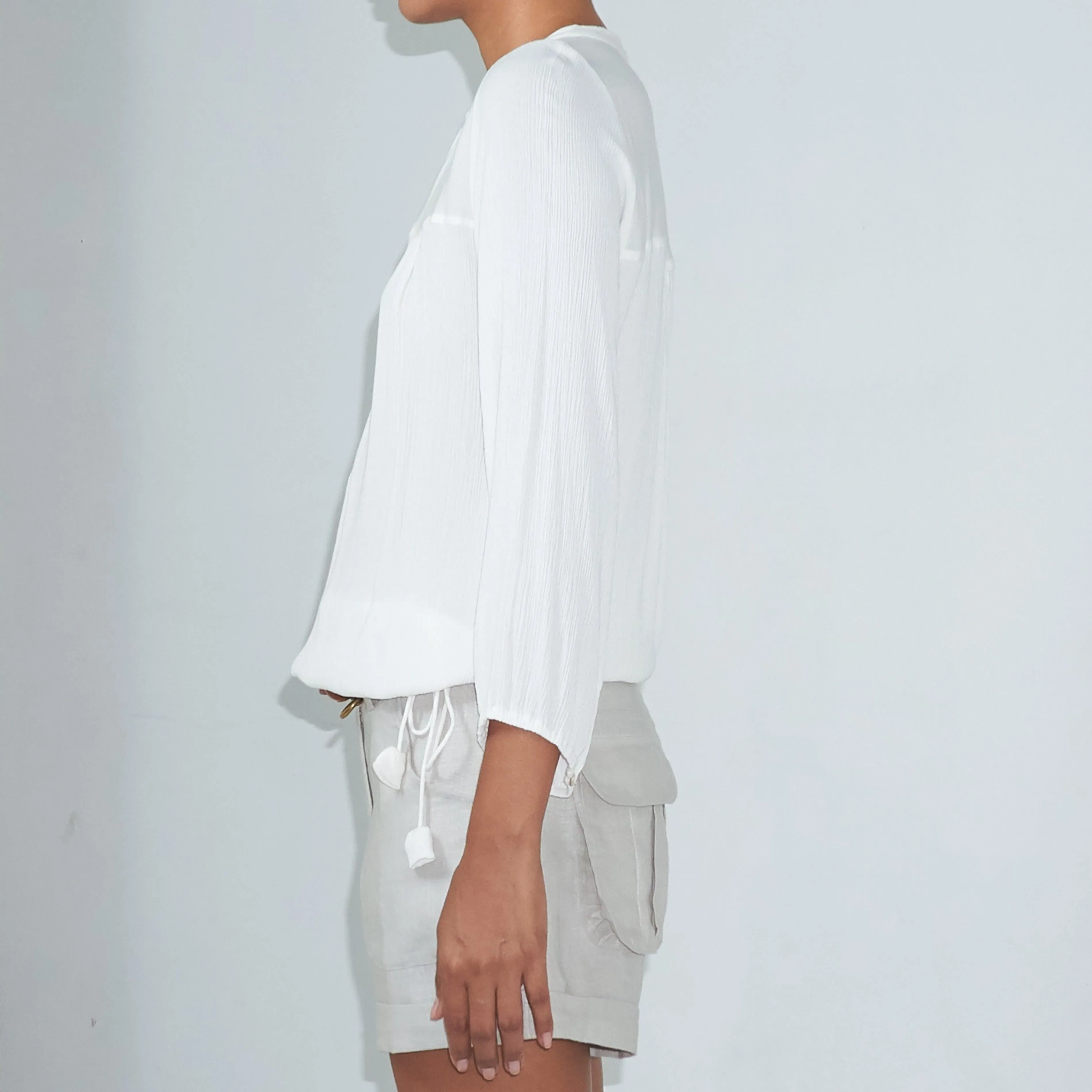 BKLN TOP - Crinkled Rayon | Off White