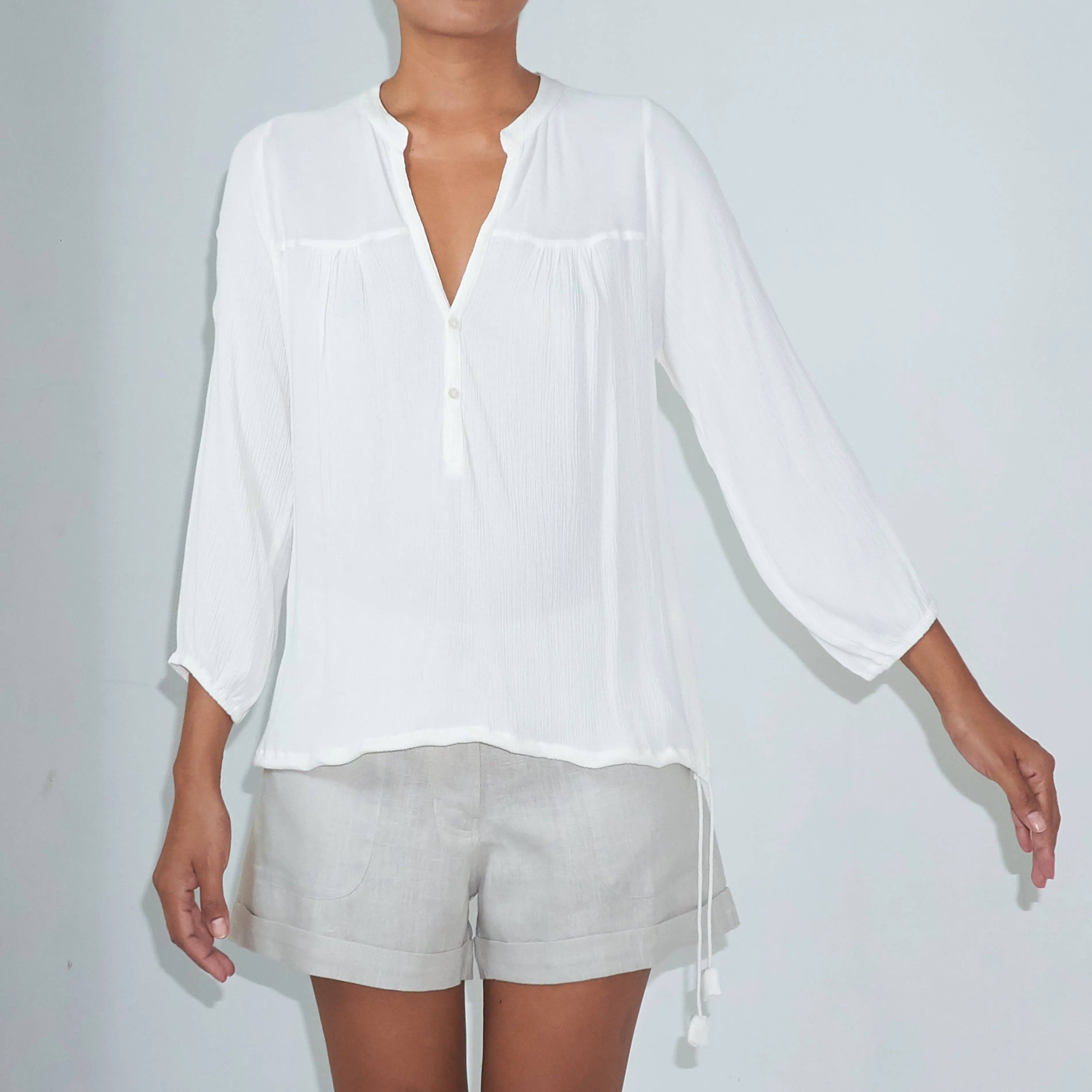 BKLN TOP - Crinkled Rayon | Off White