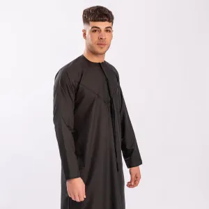 Black Simple Emirati Thobe | Jubba | Kandura (Removable Tassel)