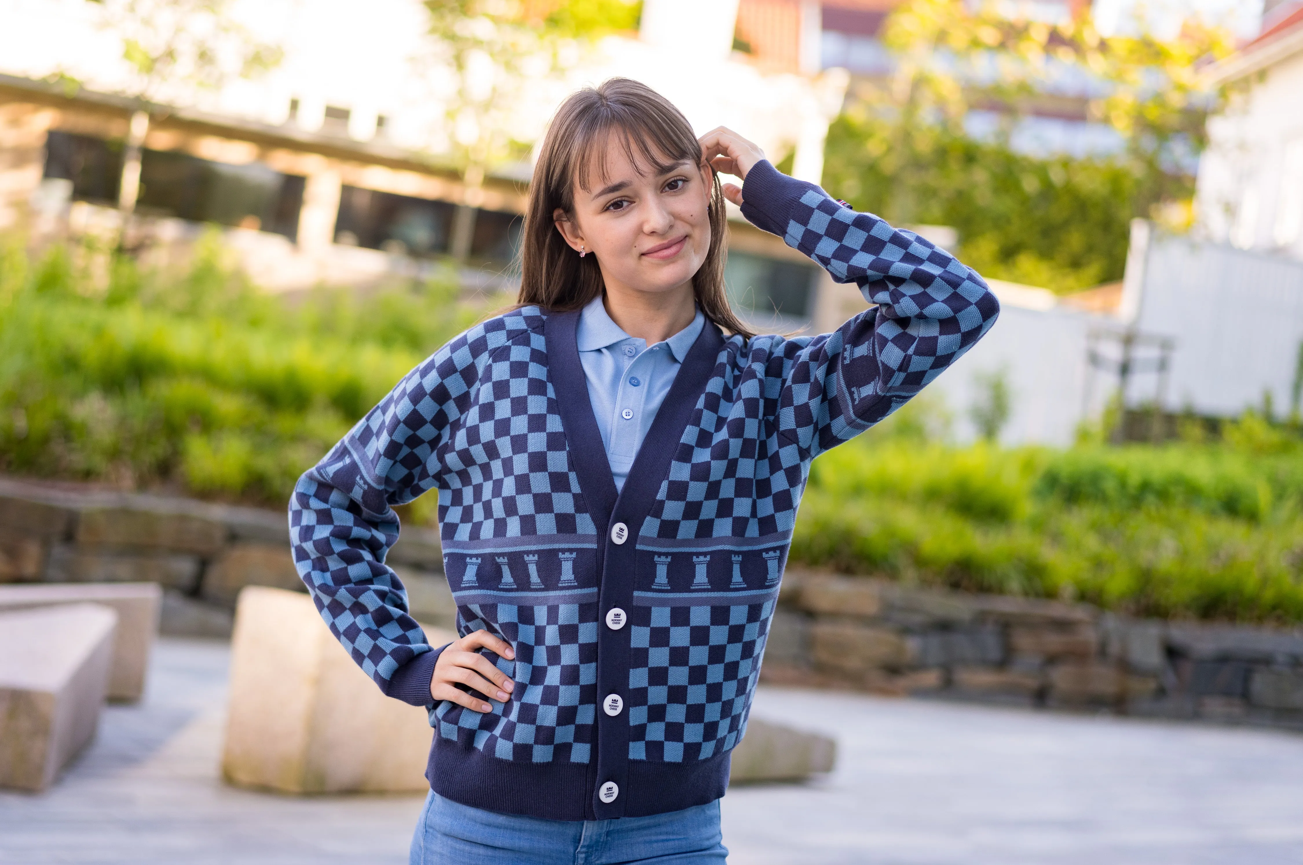 Blue Checkered Cardigan