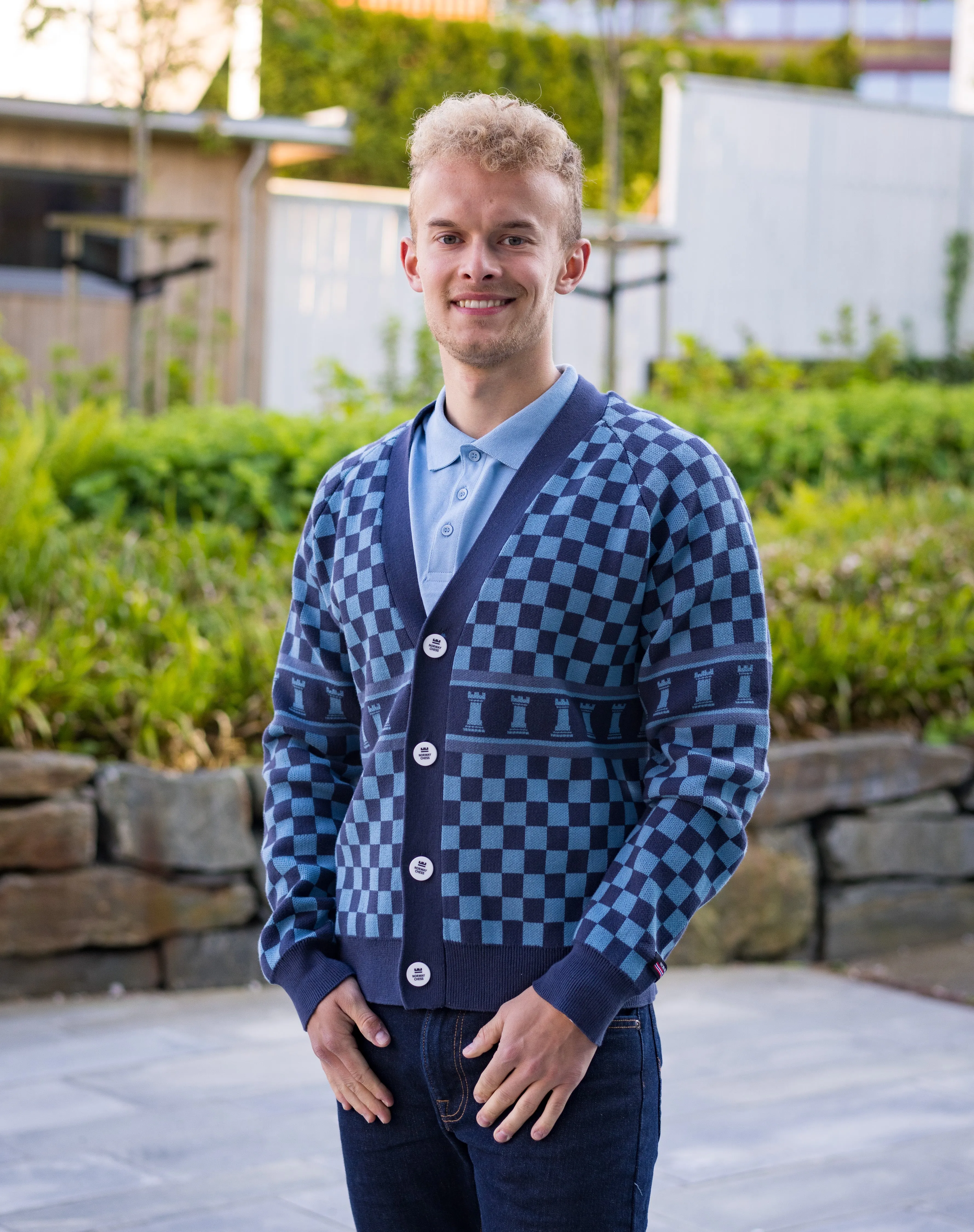 Blue Checkered Cardigan