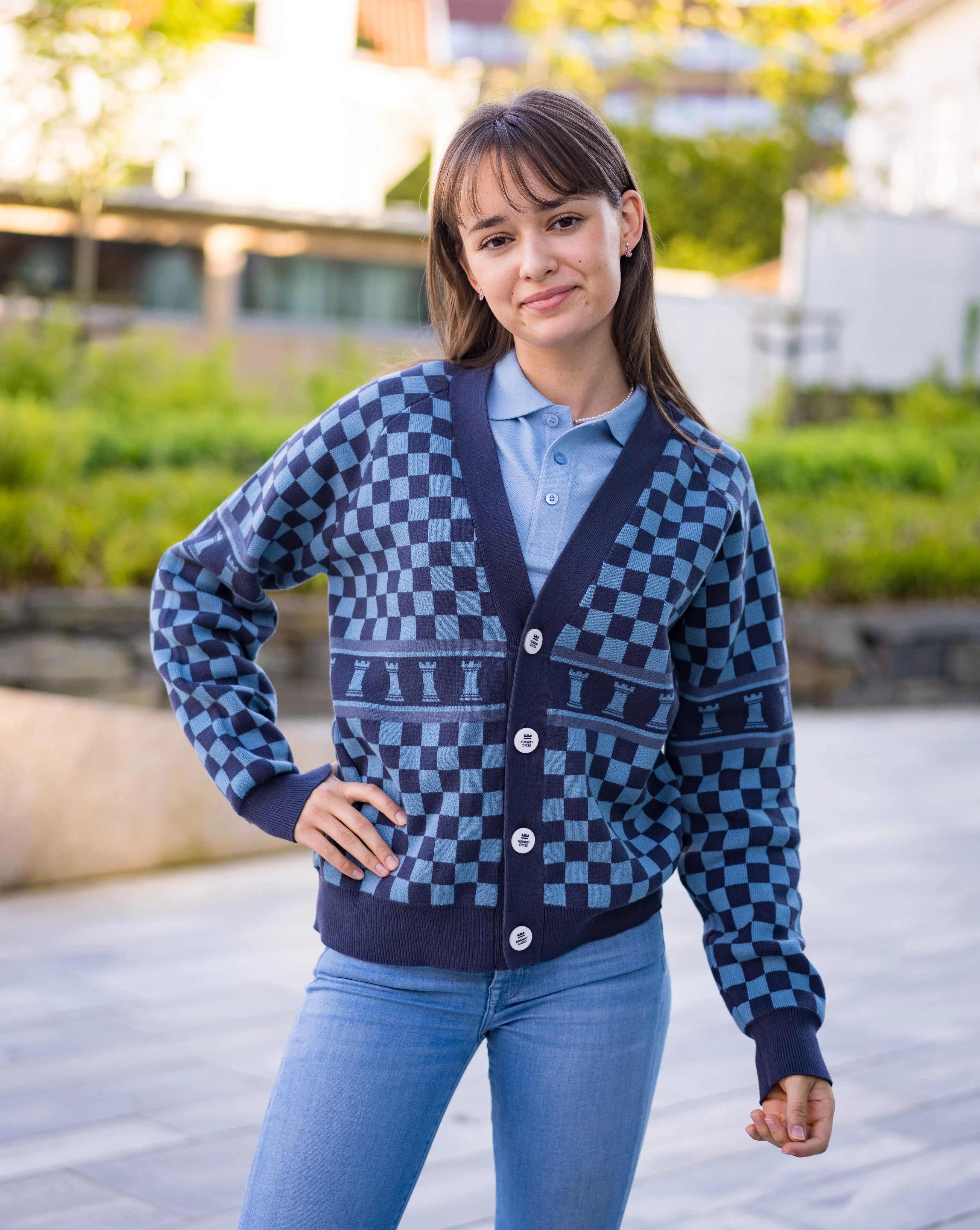 Blue Checkered Cardigan