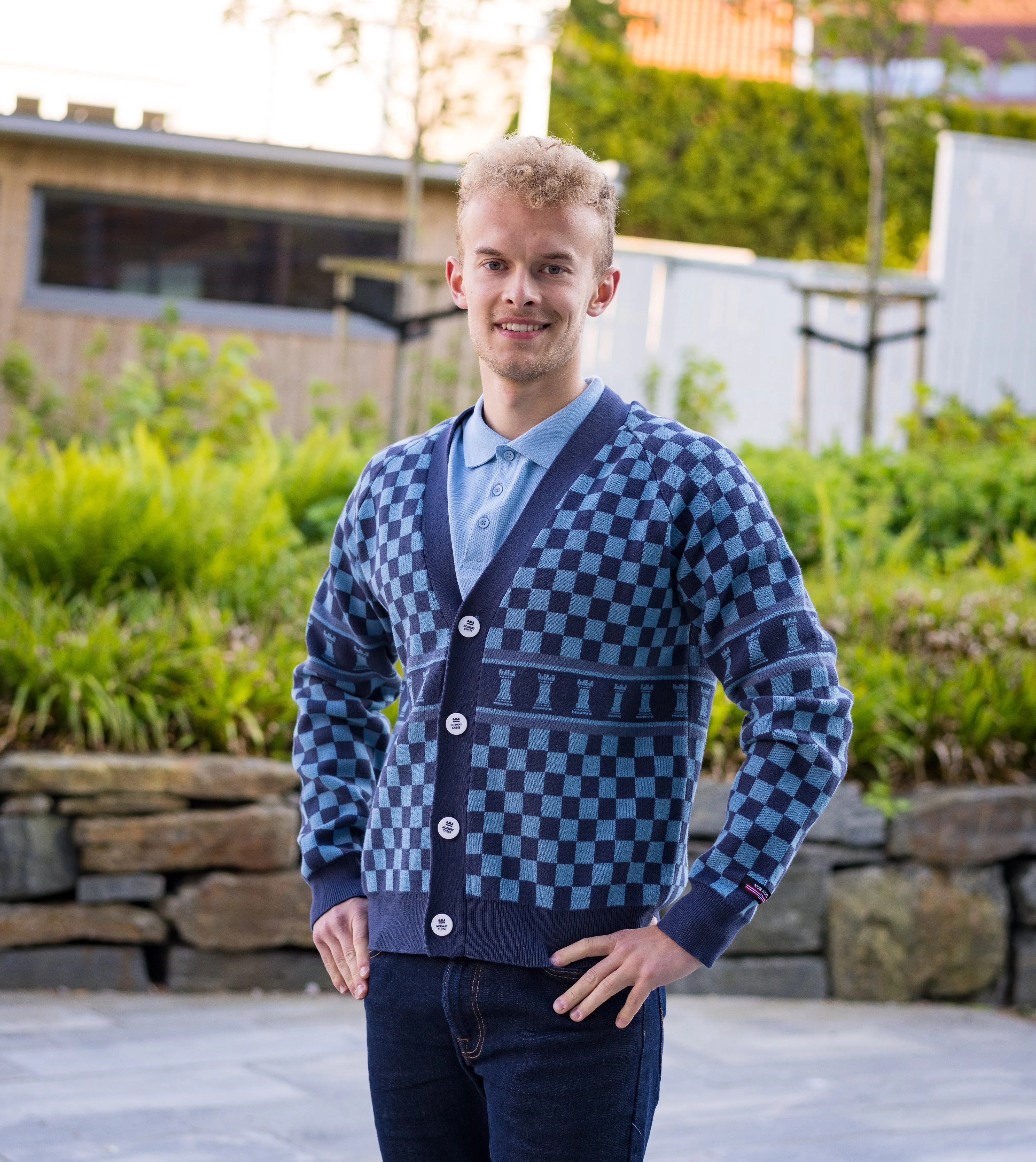 Blue Checkered Cardigan