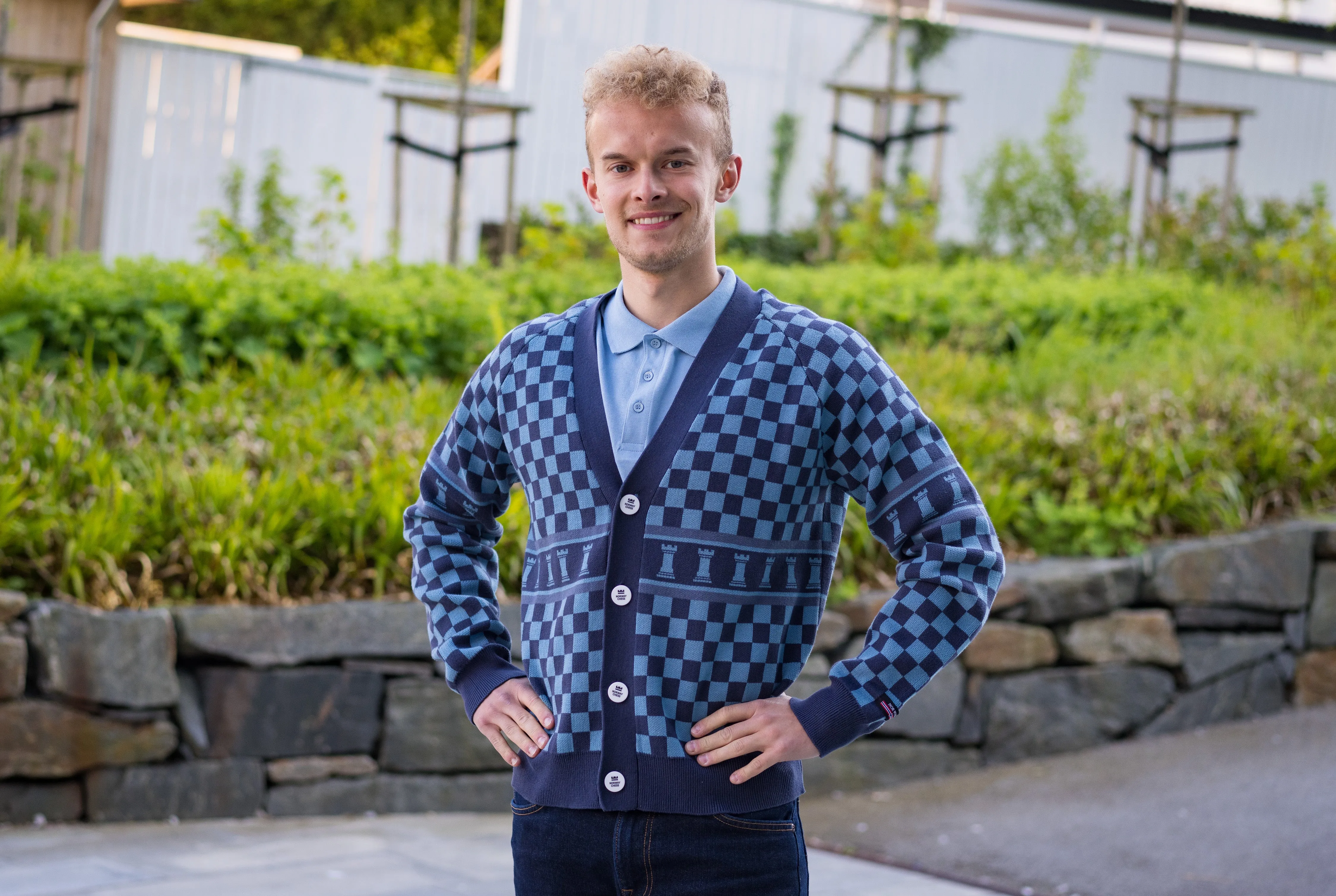 Blue Checkered Cardigan