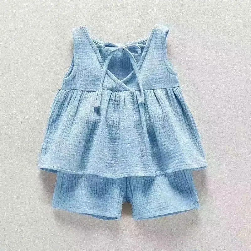 Breathable Cotton Linen Vest Top and Shorts