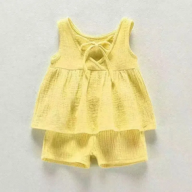 Breathable Cotton Linen Vest Top and Shorts