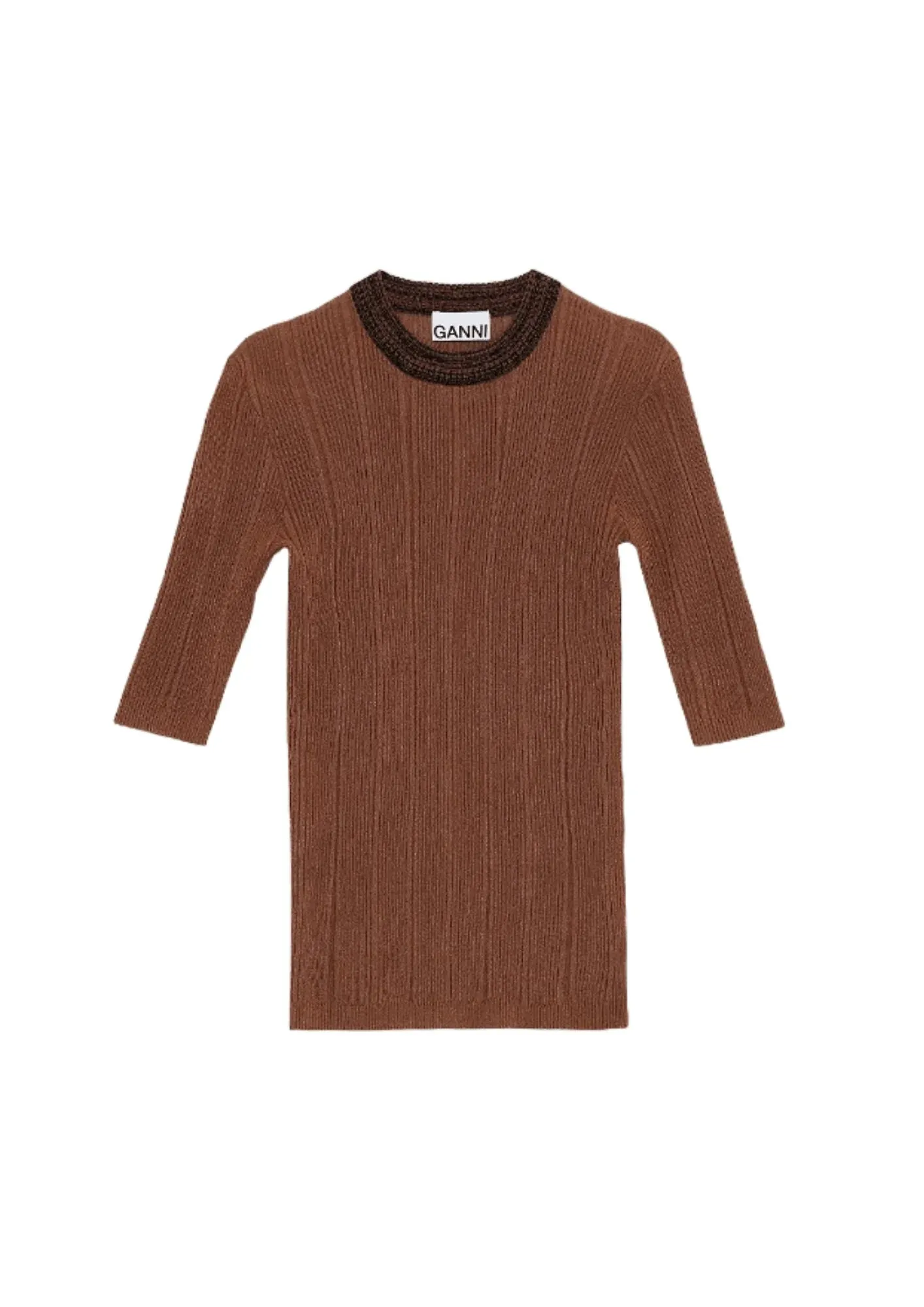 BROWN THIN COTTON RIB T-SHIRT