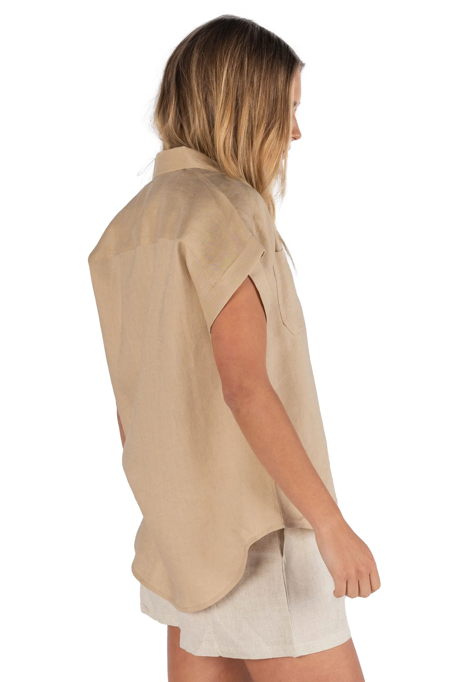 Capri Caffe Latte SS Linen Shirt