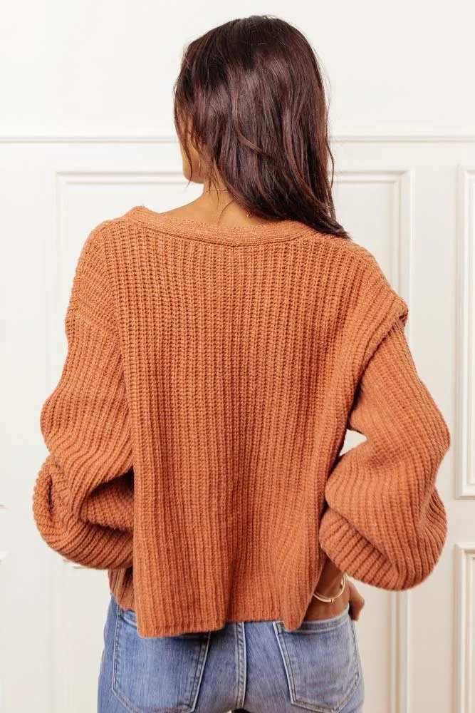 Celeste Button Front Cardigan in Rust