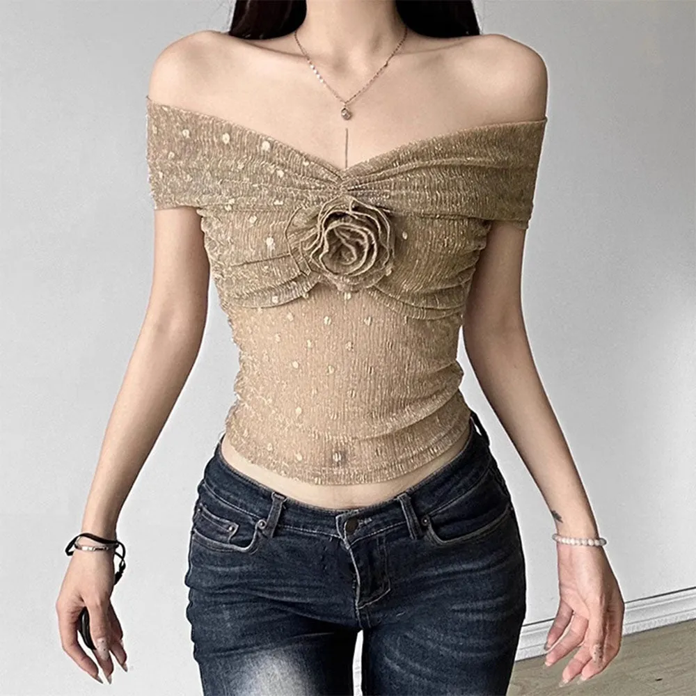 Charming Rose Bardot Mesh Top