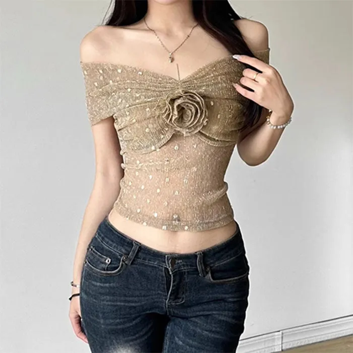 Charming Rose Bardot Mesh Top