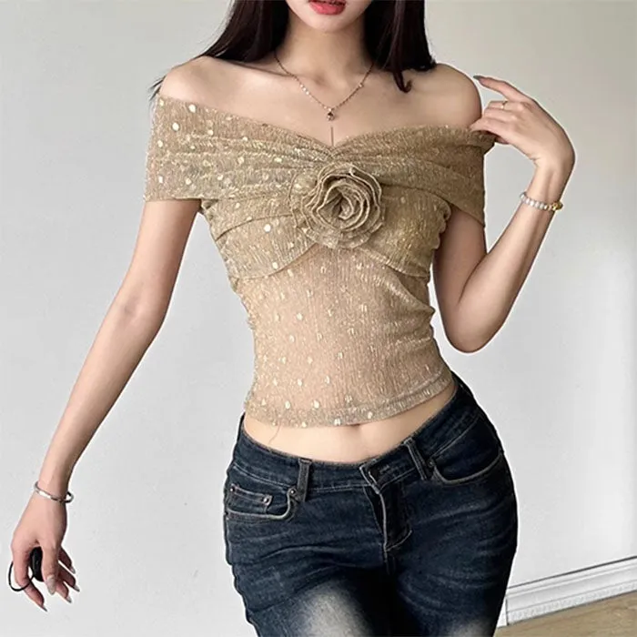 Charming Rose Bardot Mesh Top