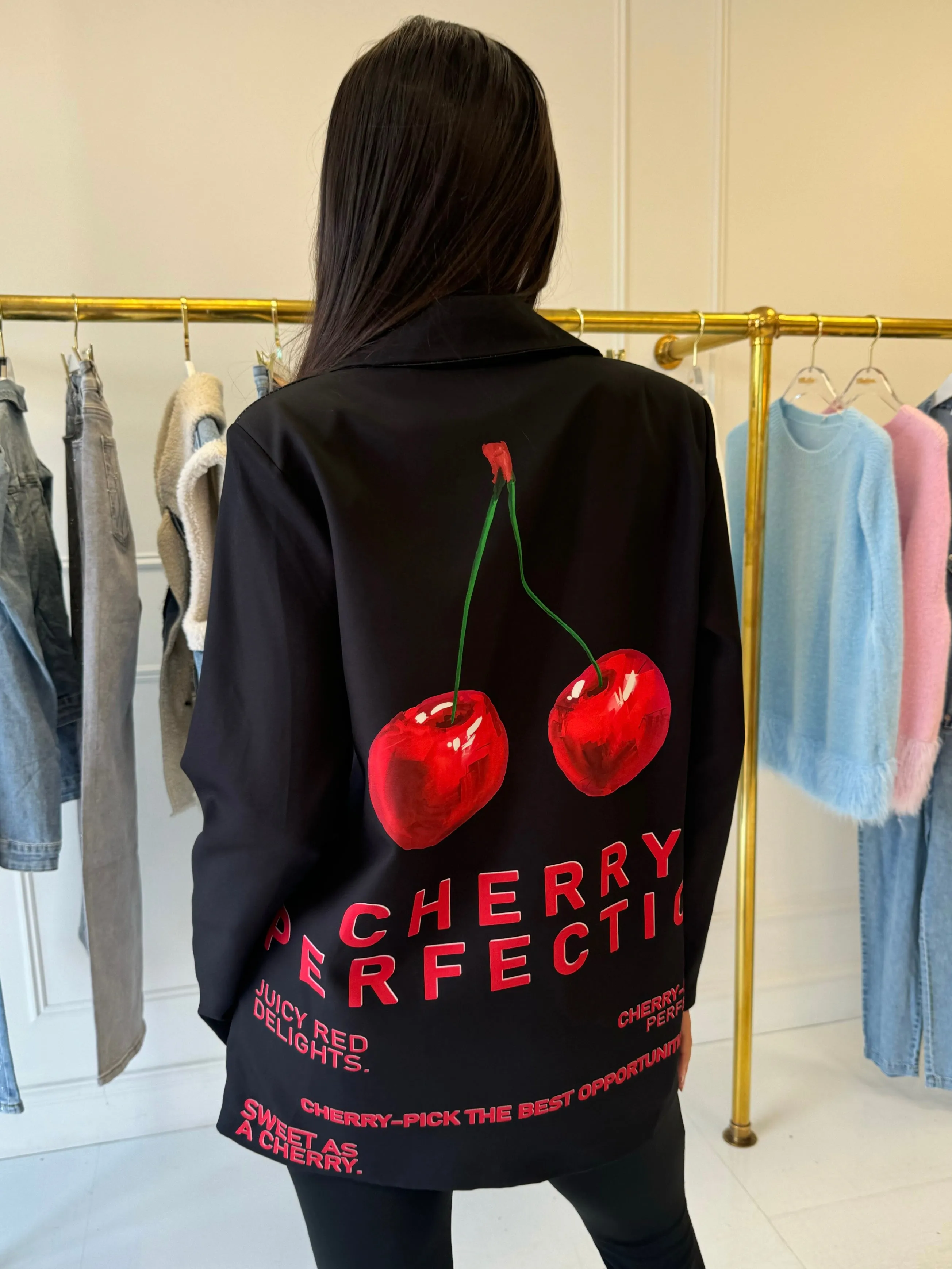 Cherry perfection black blazer