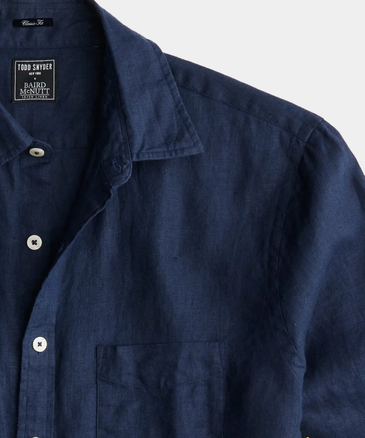 Classic Fit Sea Soft Irish Linen Shirt in Navy