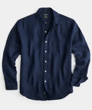 Classic Fit Sea Soft Irish Linen Shirt in Navy