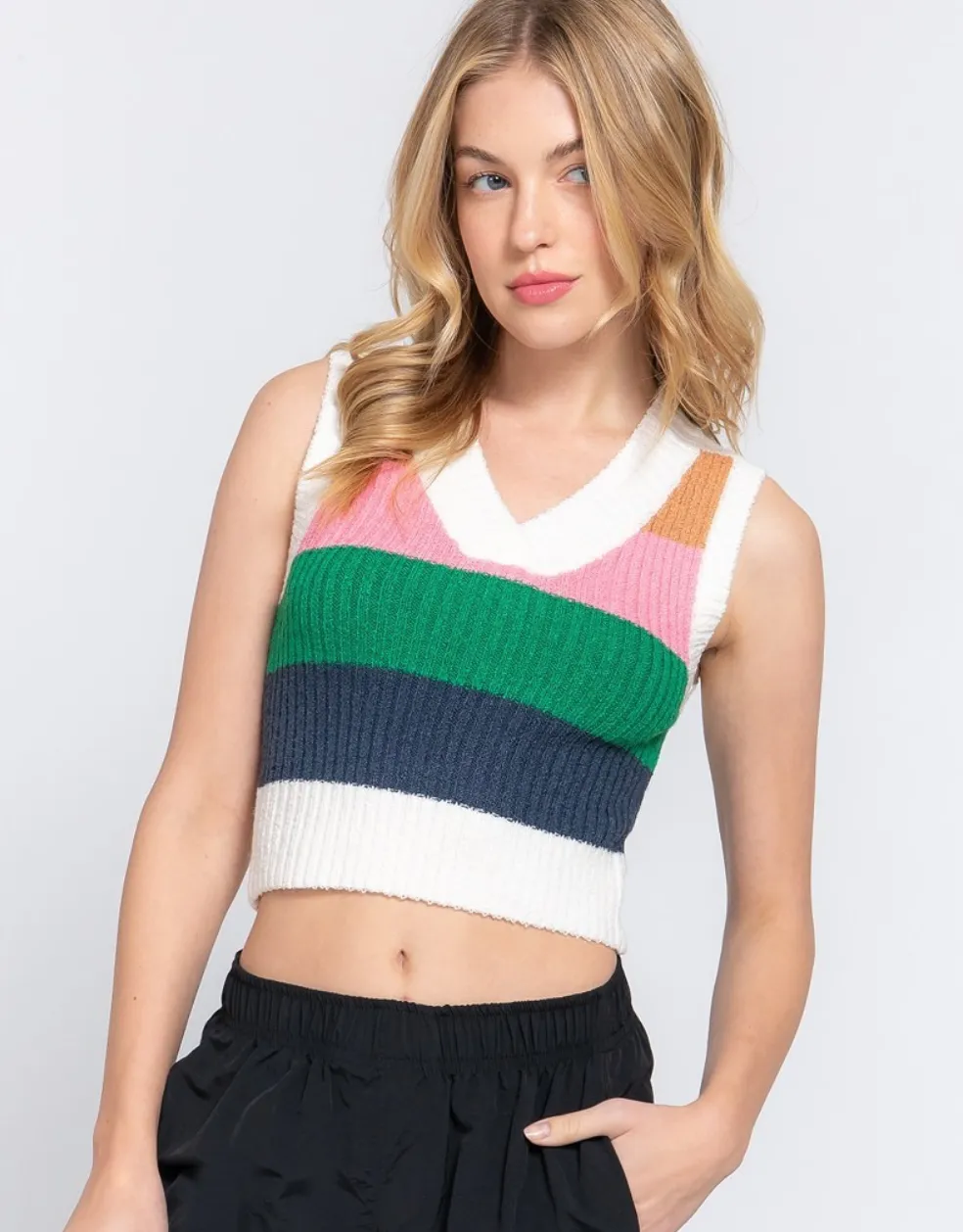 Color Block Cropped Vest