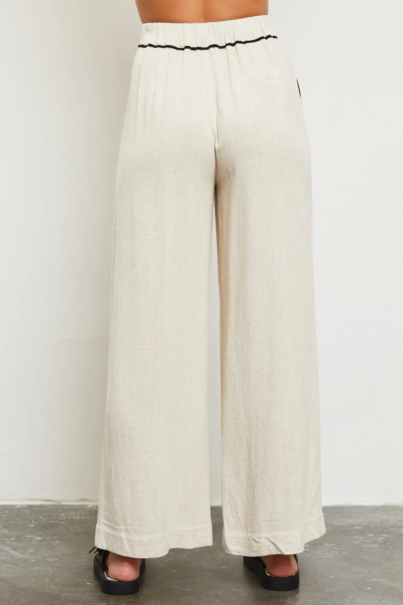 Contrast Piping Straight Pants