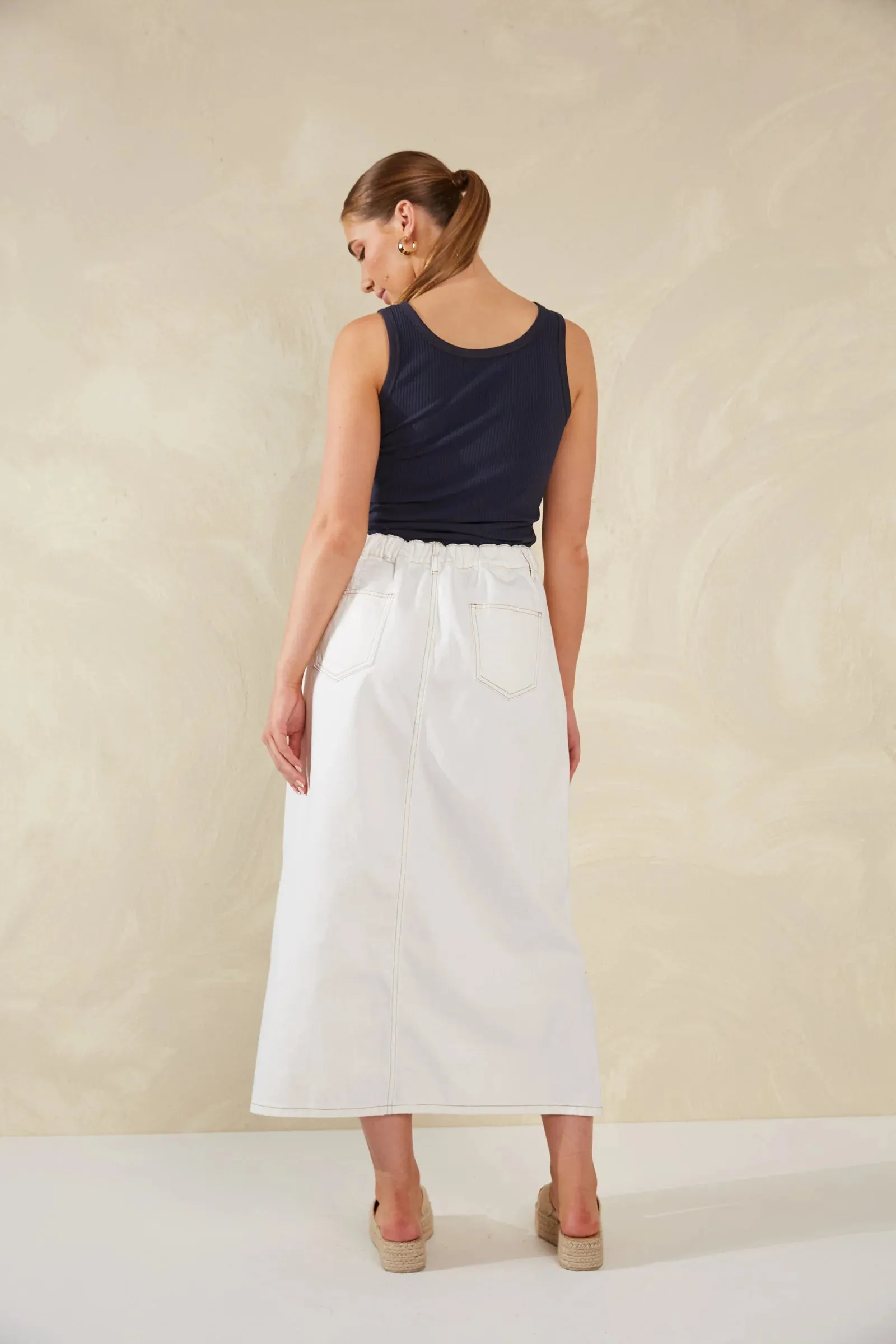 Dalton Denim Skirt - White