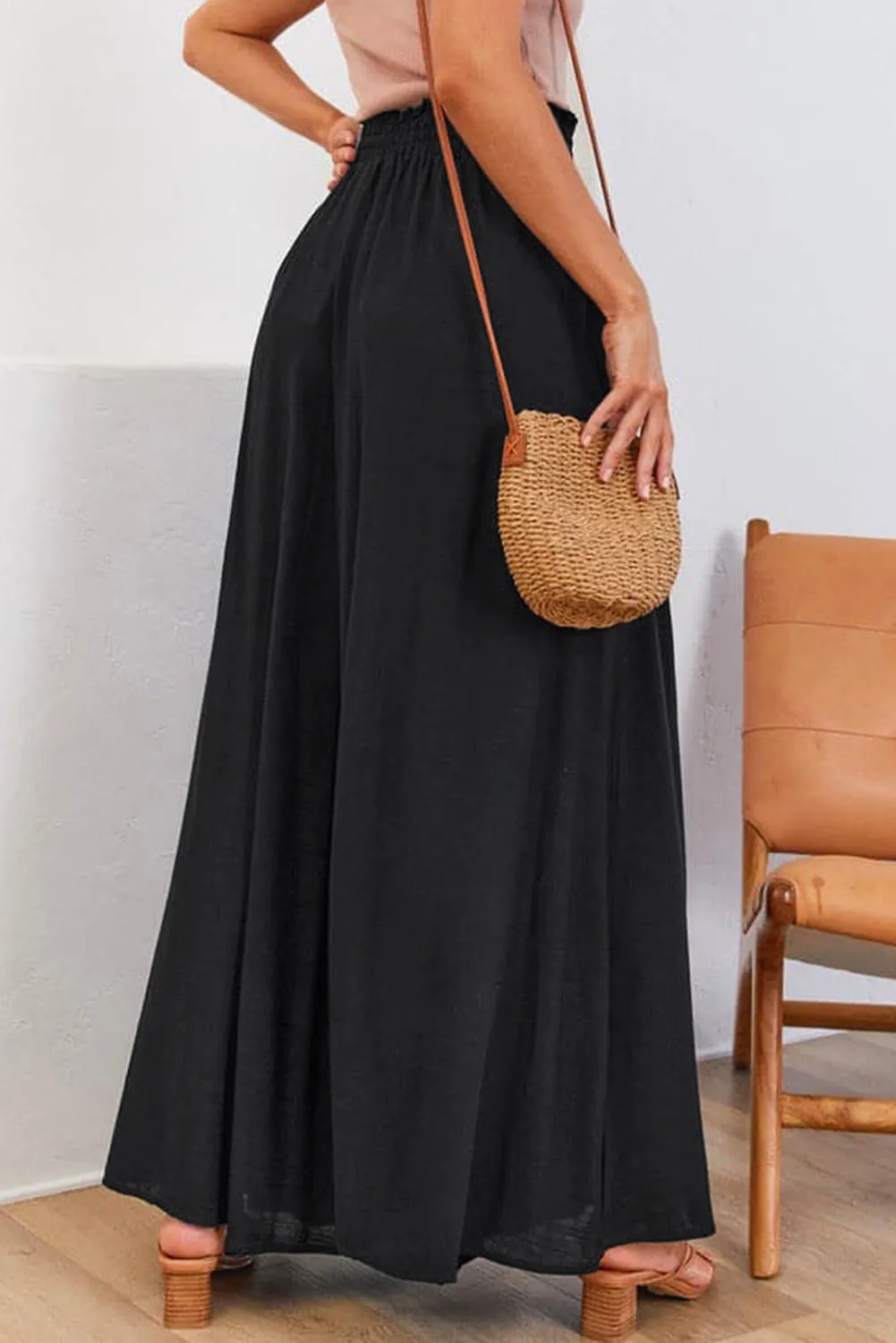 Drawstring Wide Leg Pocketed Pants