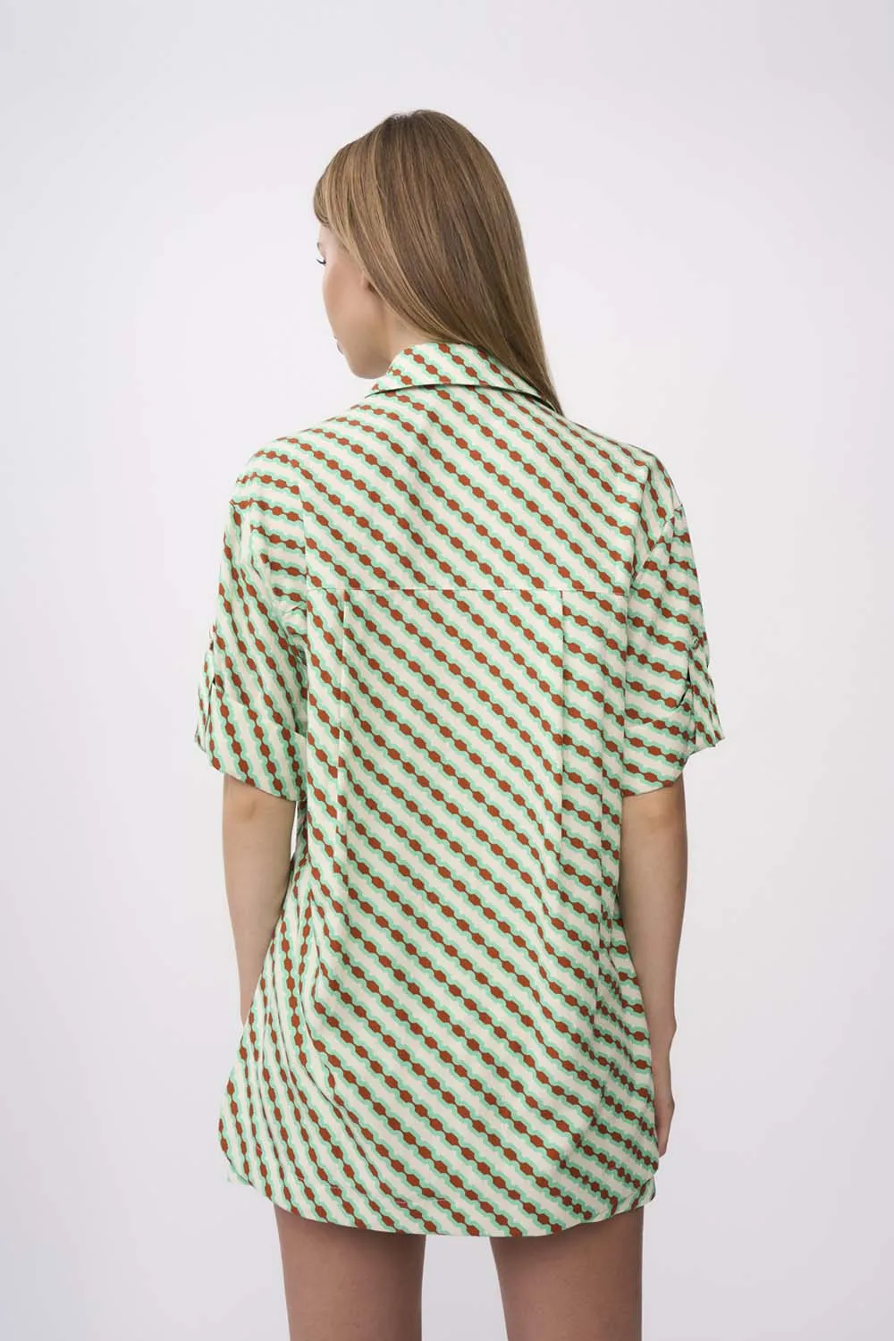 Geo Stripe Shirt - Green Brown Multi