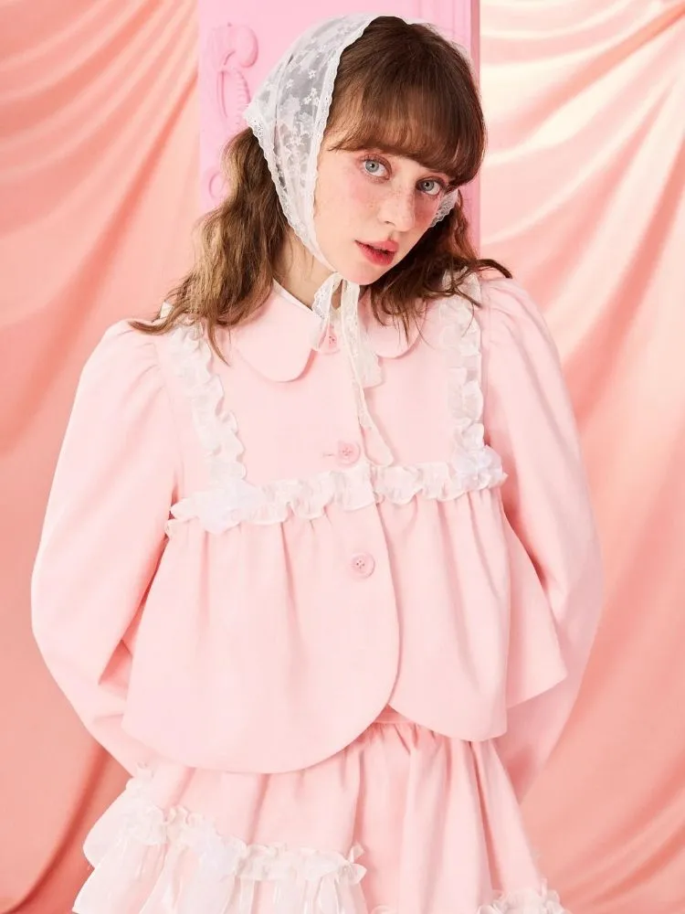 Half Skirt Bowknot Bubble Sleeve Set【s0000006965】