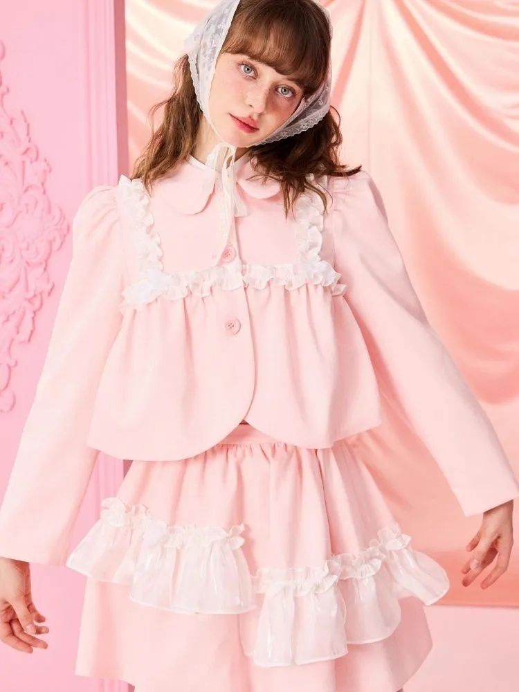 Half Skirt Bowknot Bubble Sleeve Set【s0000006965】