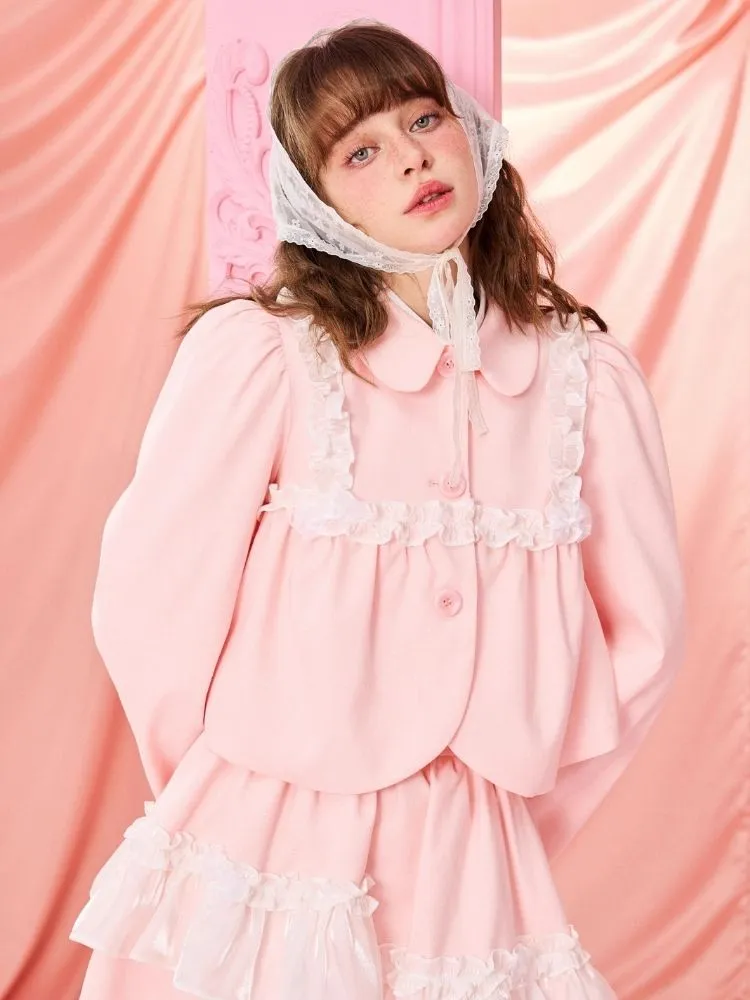 Half Skirt Bowknot Bubble Sleeve Set【s0000006965】