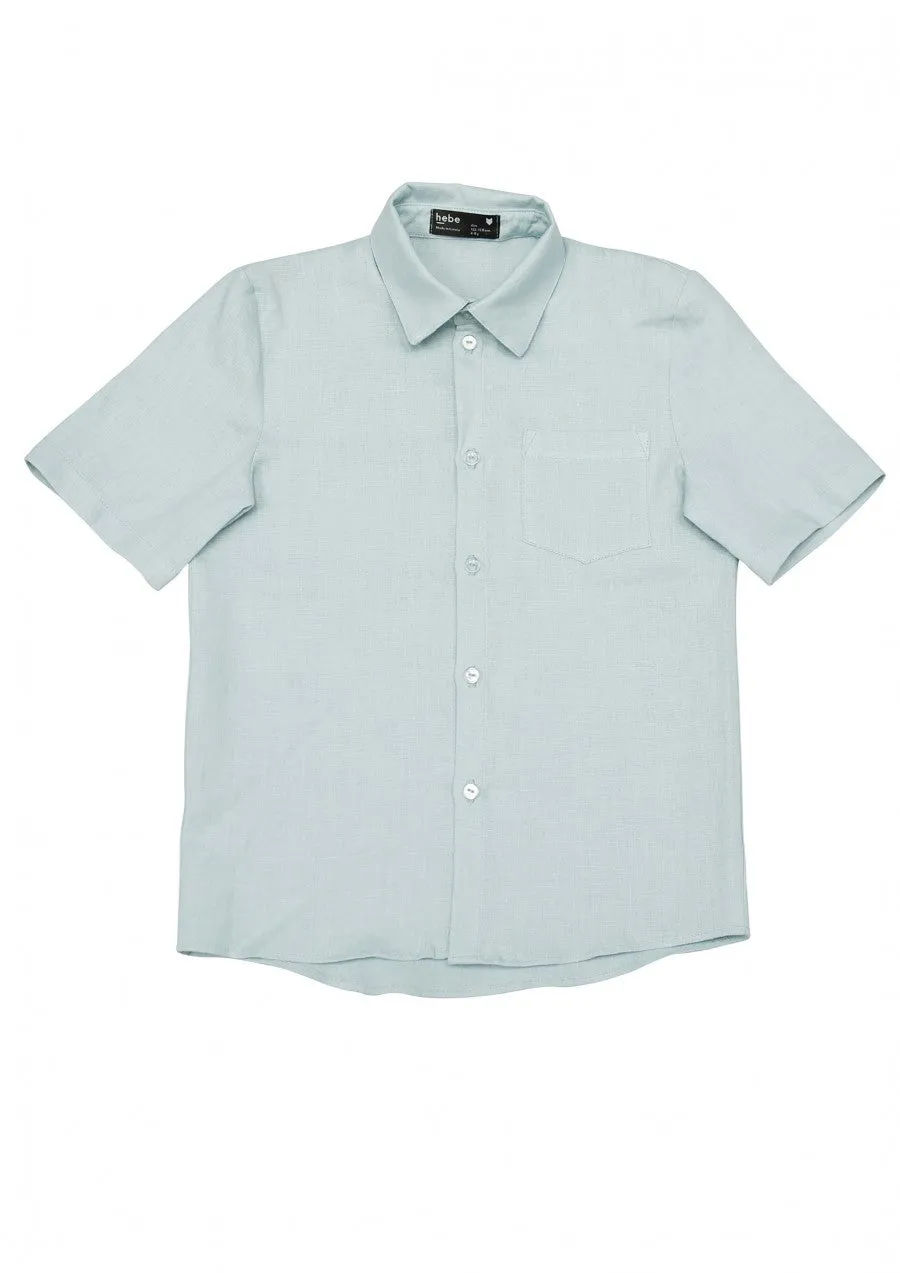 HEBE MINT LINEN POCKET SHIRT