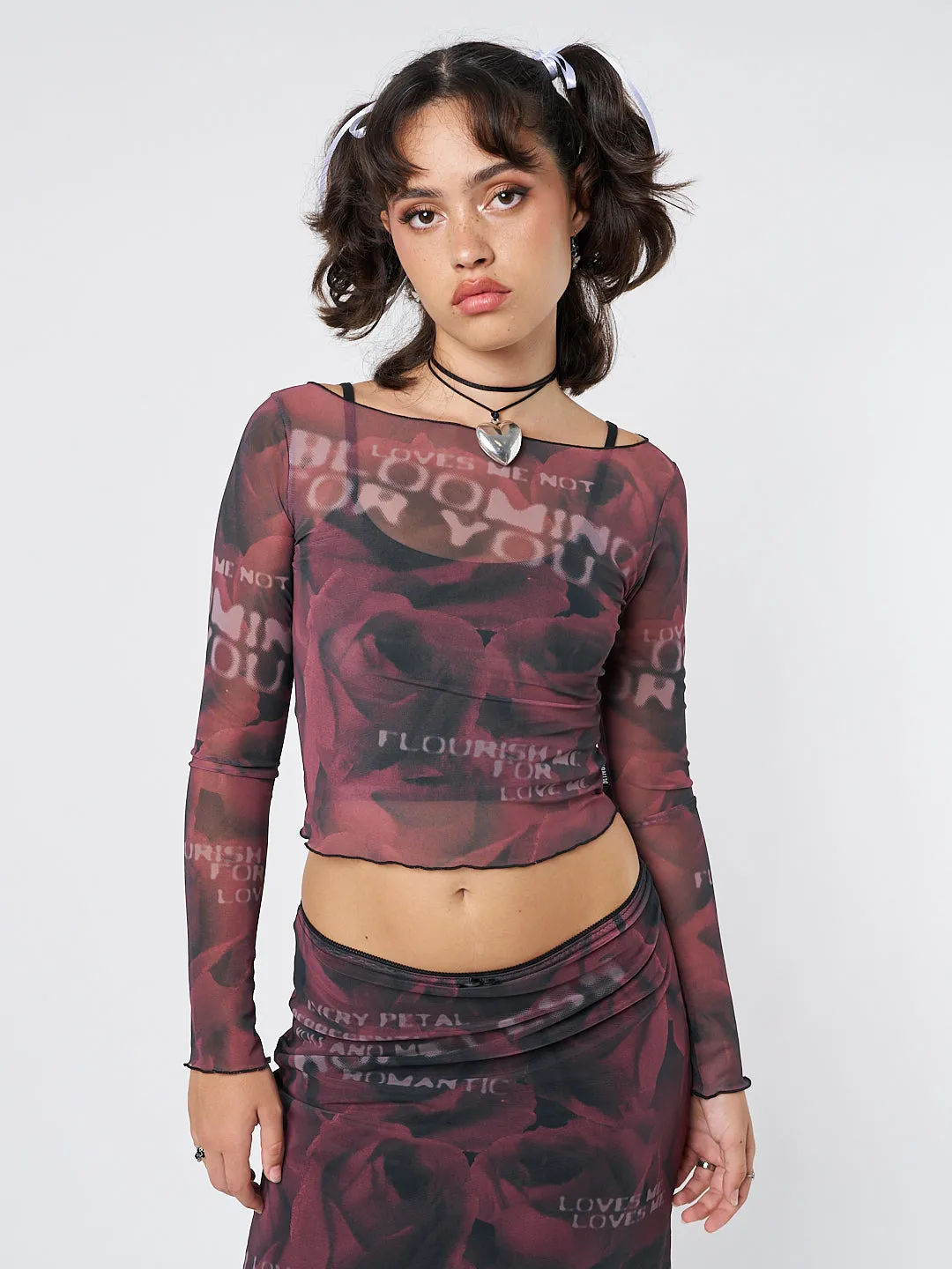 Hopeless Romantic Rose Mesh Top