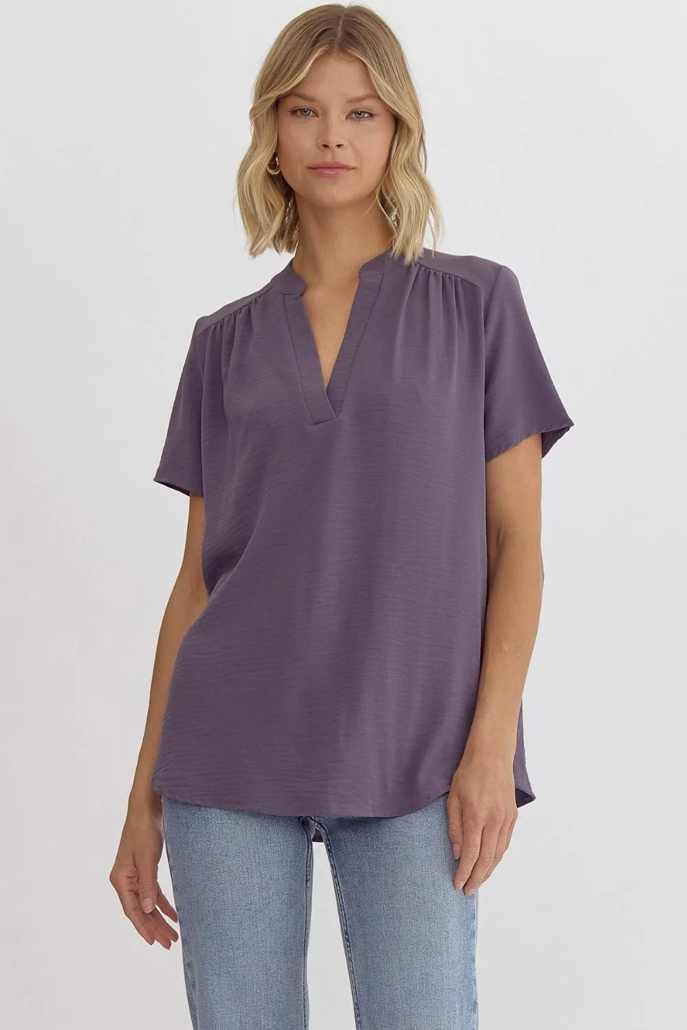 Keep it Simple V-Neck Top - Grey