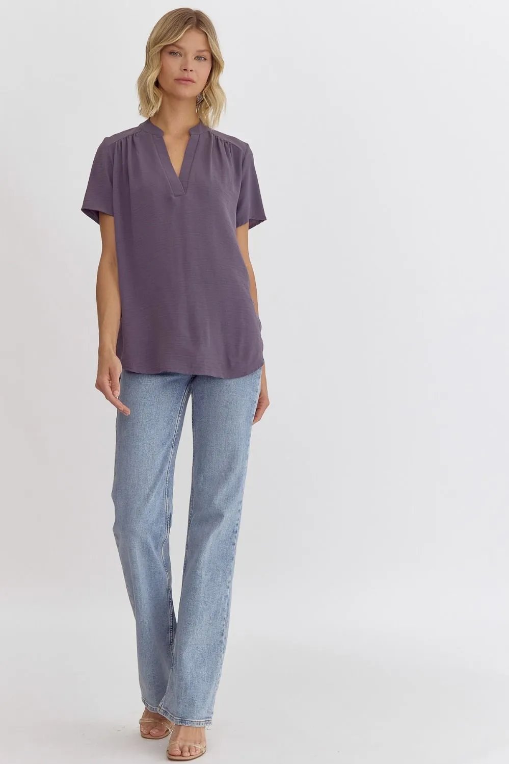 Keep it Simple V-Neck Top - Grey