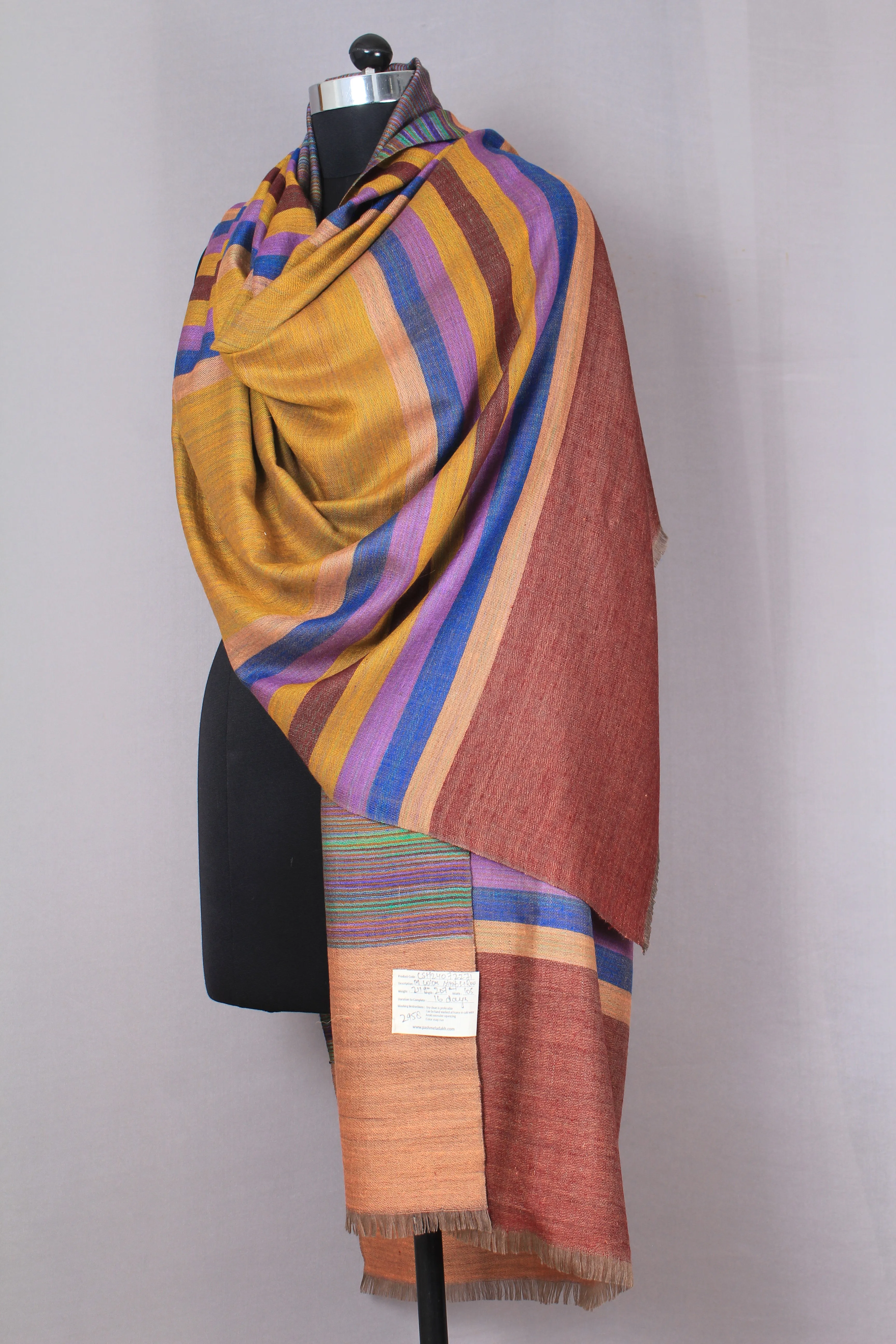 Kennedy Multi coloured Strips & Reversible Cashmere Shawl