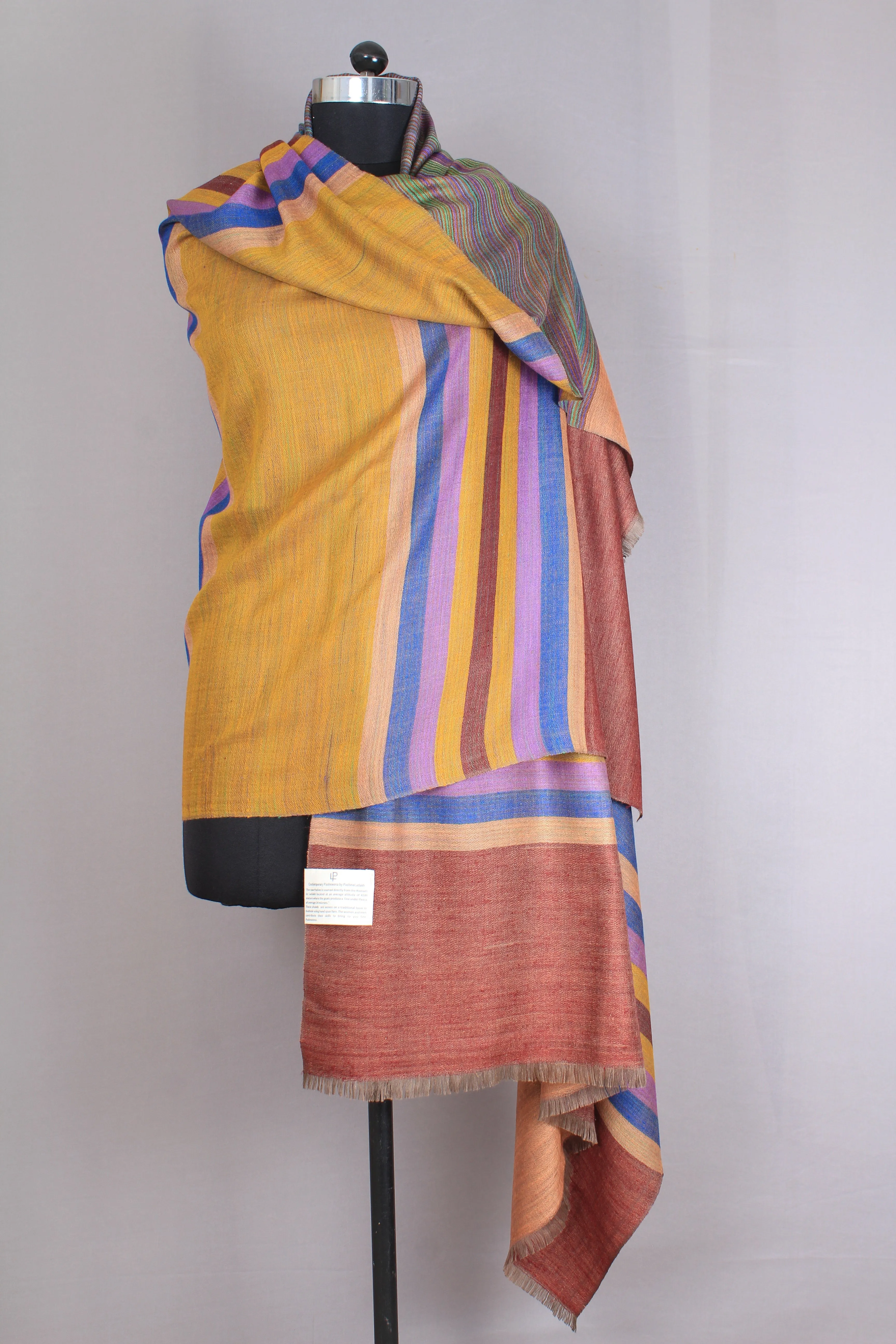 Kennedy Multi coloured Strips & Reversible Cashmere Shawl