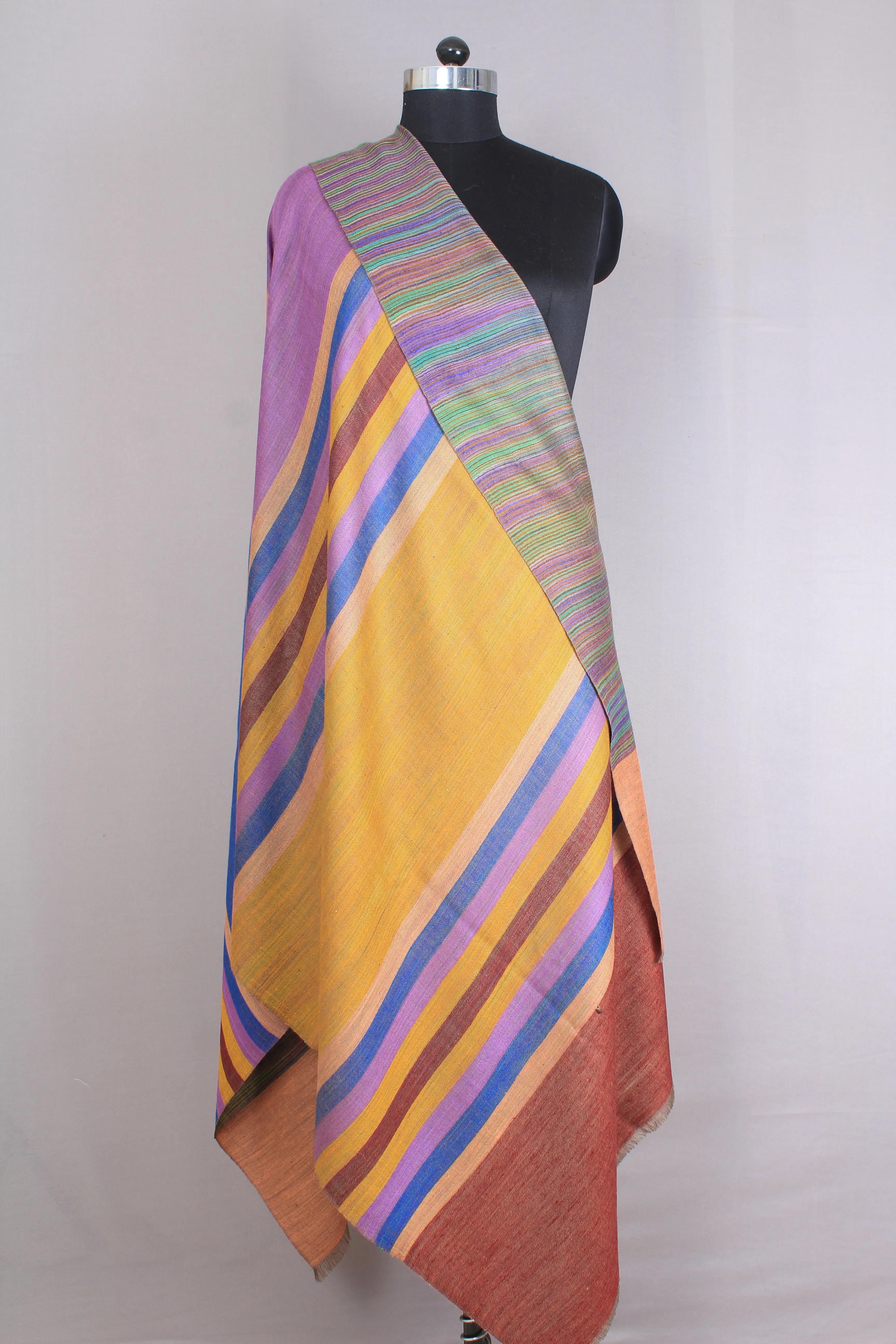 Kennedy Multi coloured Strips & Reversible Cashmere Shawl